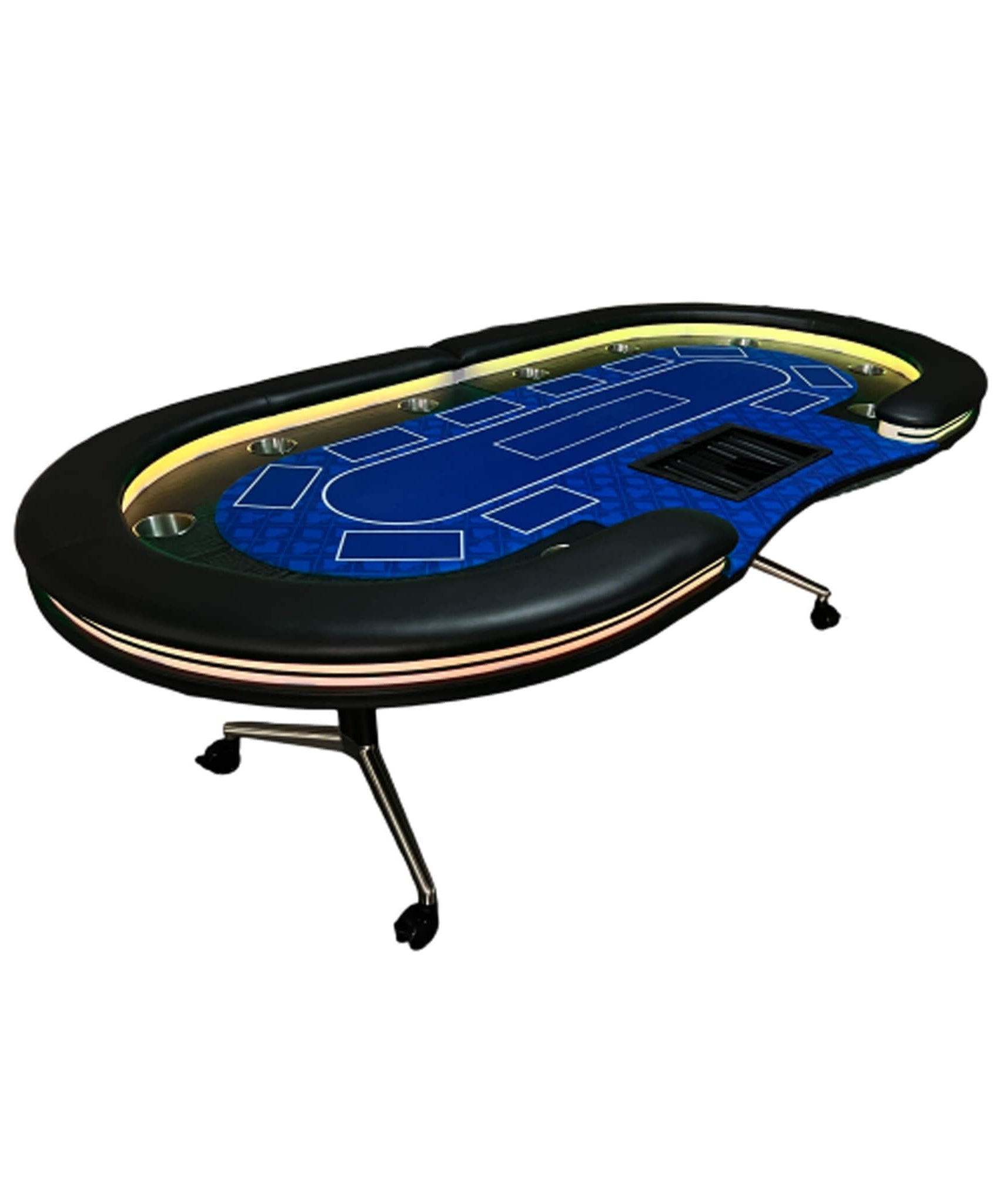 Luxury 94-Inch Foldable 10 Player Poker Table With LED, Wheels And Cup Holders (SAK24897)