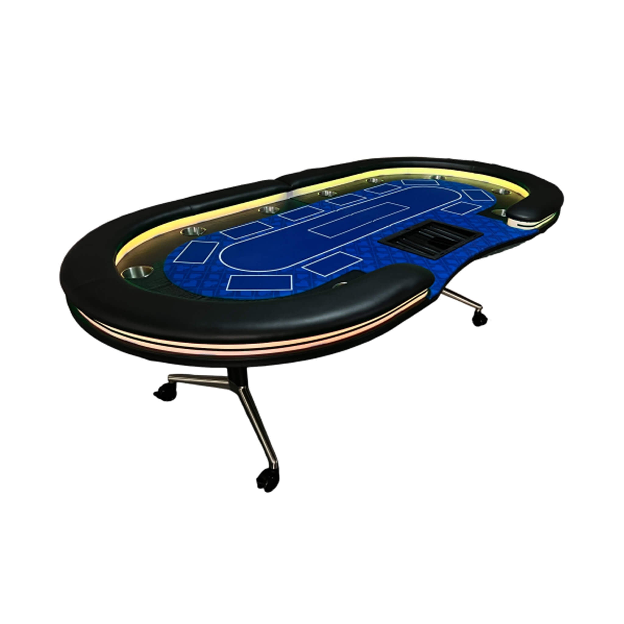 Luxury 94-Inch Foldable 10 Player Poker Table With LED, Wheels And Cup Holders (SAK24897)