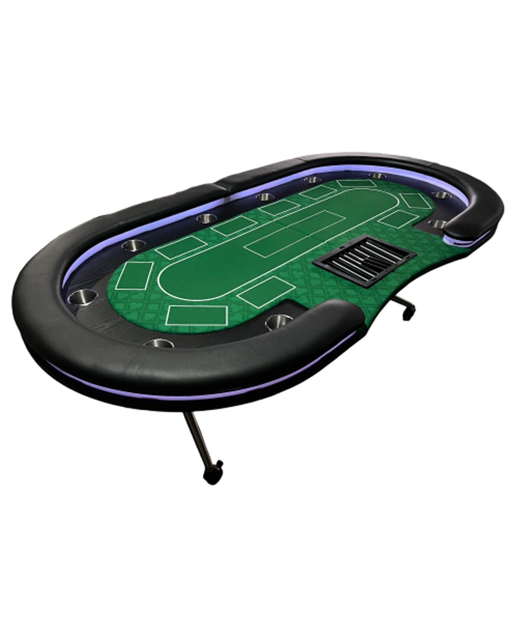 Luxury 94-Inch Foldable 10 Player Poker Table With LED, Wheels And Cup Holders (SAK24897)