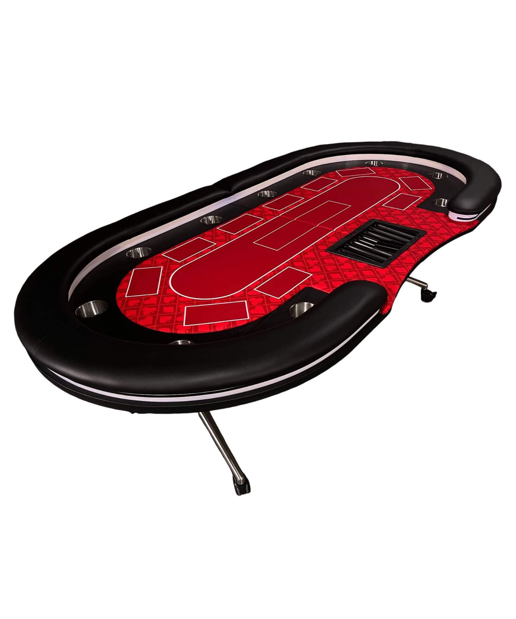 Luxury 94-Inch Foldable 10 Player Poker Table With LED, Wheels And Cup Holders (SAK24897)