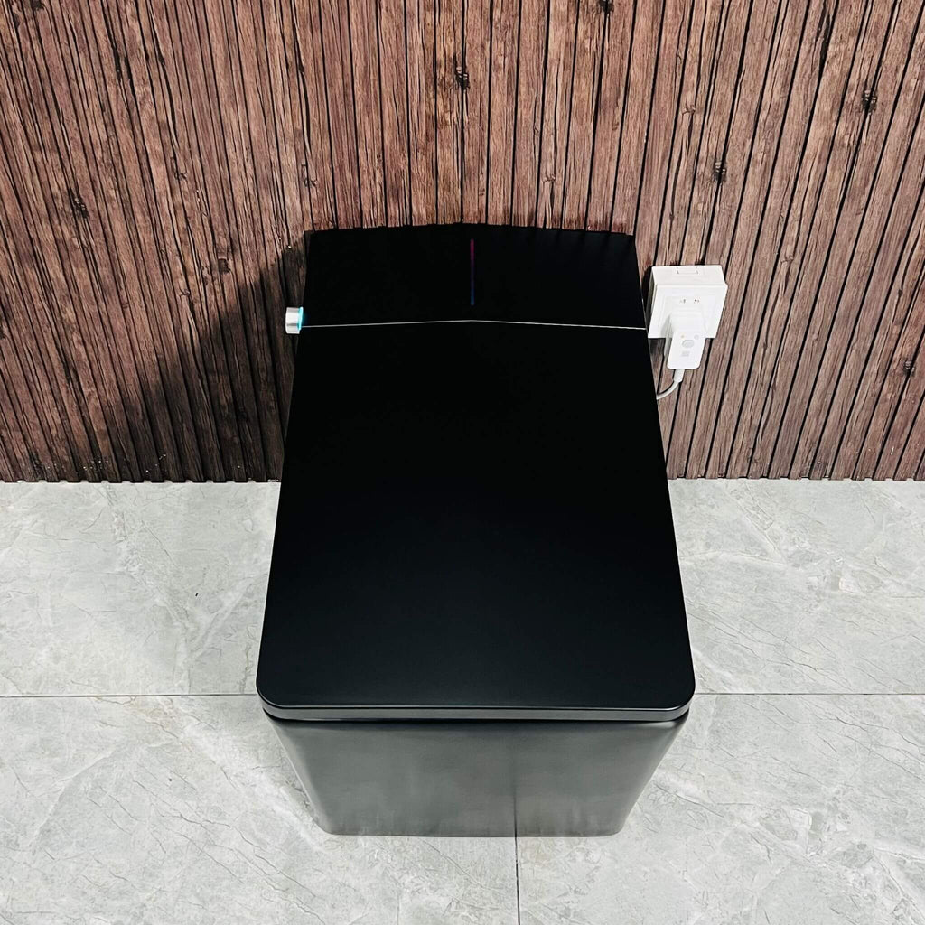 Nuvia Luxury Black Square Smart Toilet With Bidet, Remote, And Heated Seat (SAK45183)