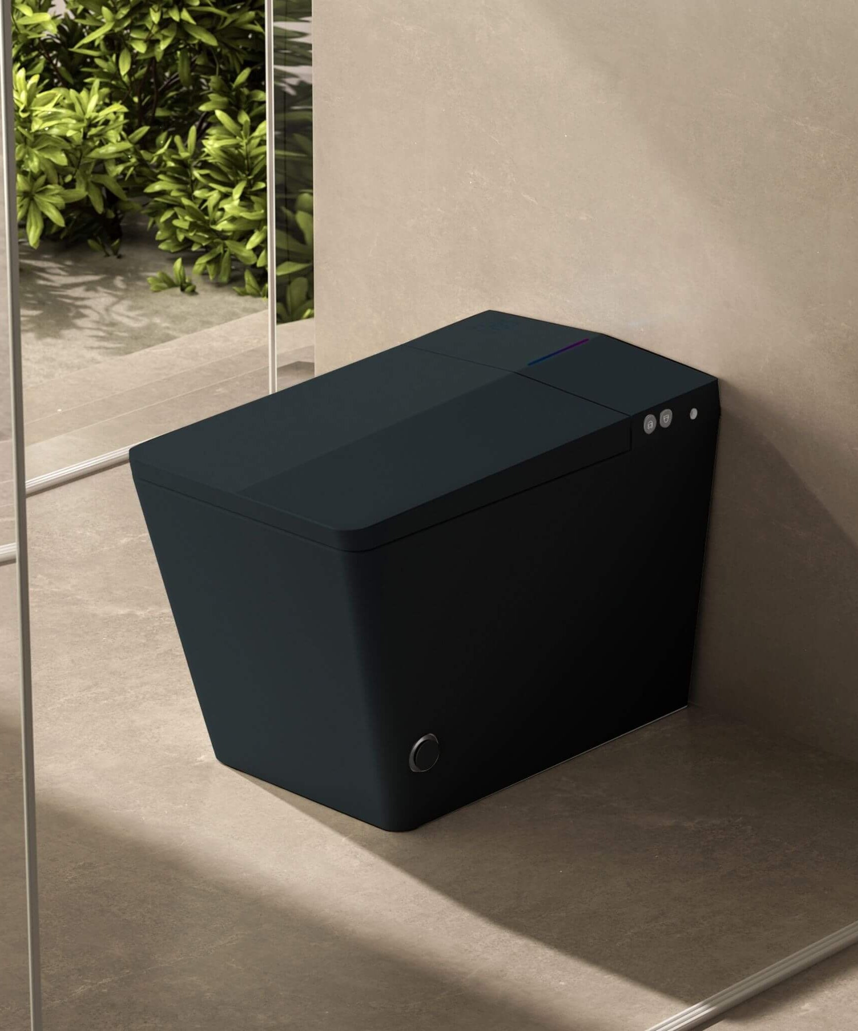 Nuvia Luxury Black Square Smart Toilet With Bidet, Remote, And Heated Seat (SAK45183)
