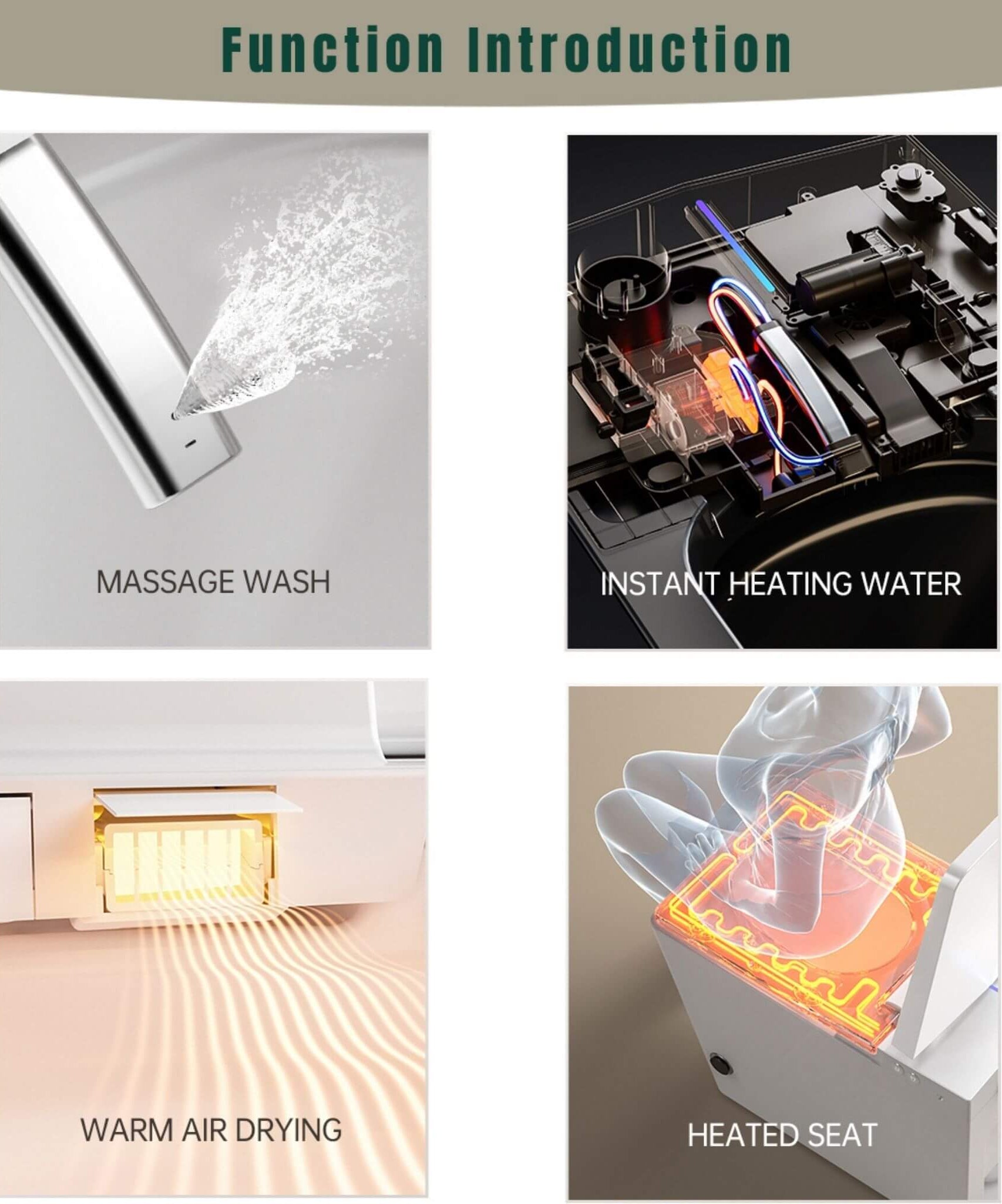 Nuvia Luxury Black Square Smart Toilet With Bidet, Remote, And Heated Seat (SAK45183)