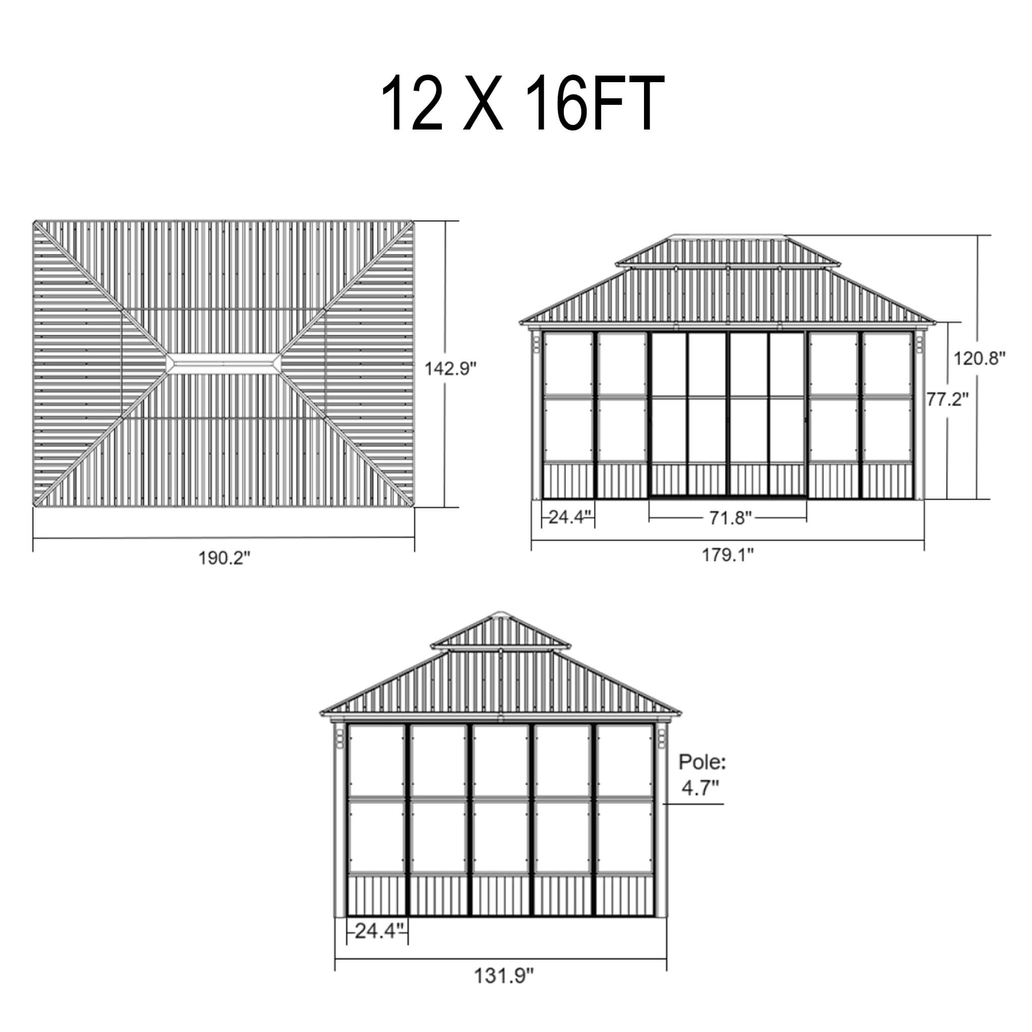 Alora Oasis Luxury Heavy-Duty Hardtop Sunroom With Aluminum Frame And LED Lights (SAK79102)