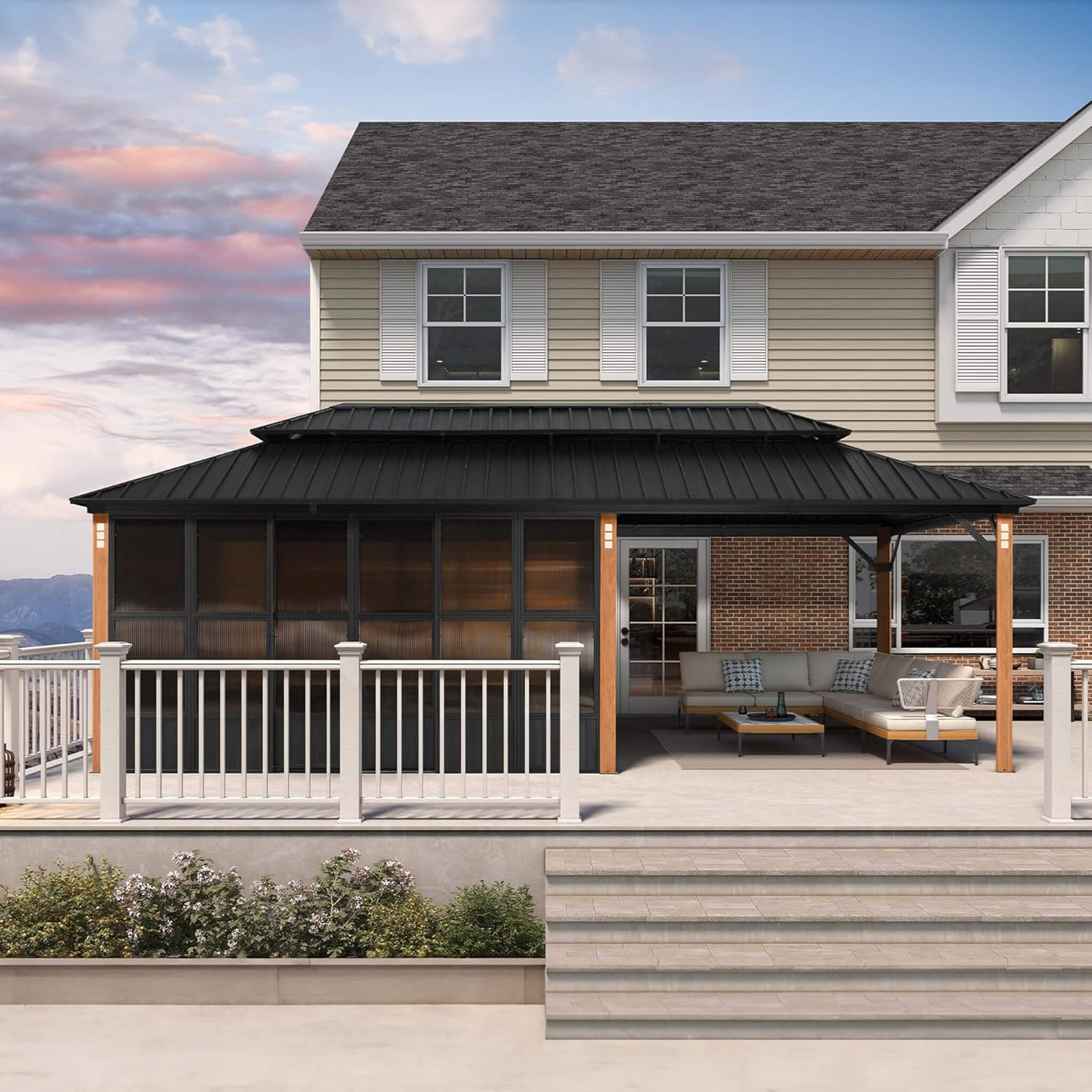 Alora Oasis Luxury Heavy-Duty Hardtop Sunroom With Aluminum Frame And LED Lights (SAK79102)