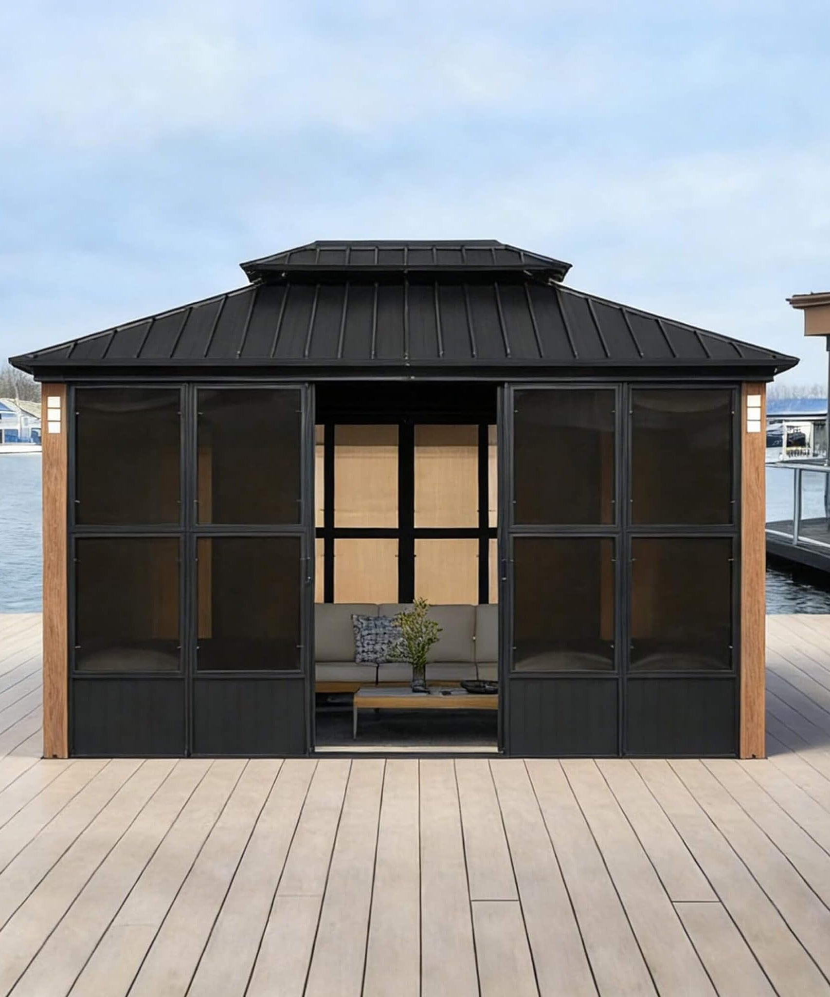 Alora Oasis Luxury Heavy-Duty Hardtop Sunroom With Aluminum Frame And LED Lights (SAK79102)
