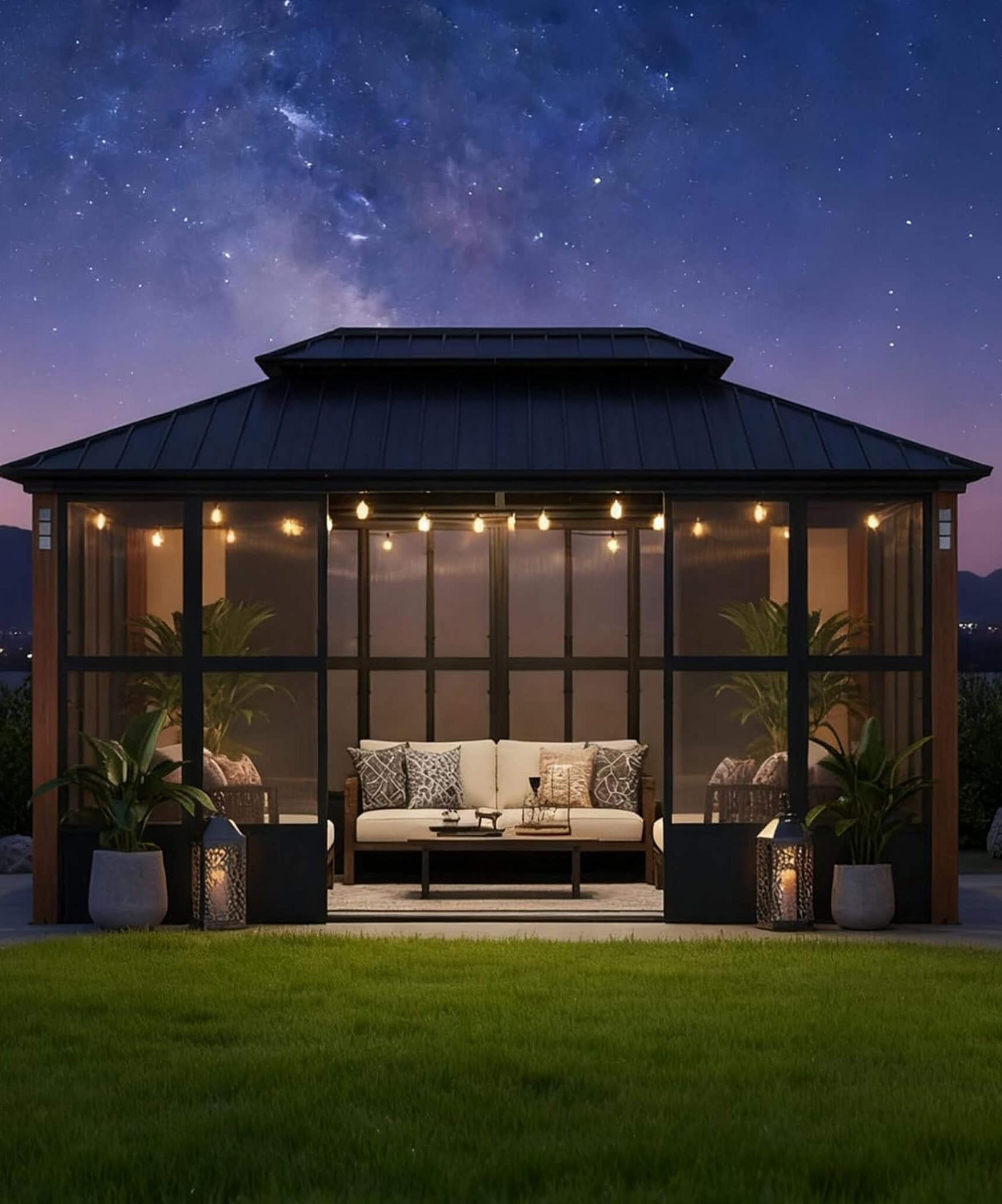 Alora Oasis Luxury Heavy-Duty Hardtop Sunroom With Aluminum Frame And LED Lights (SAK79102)