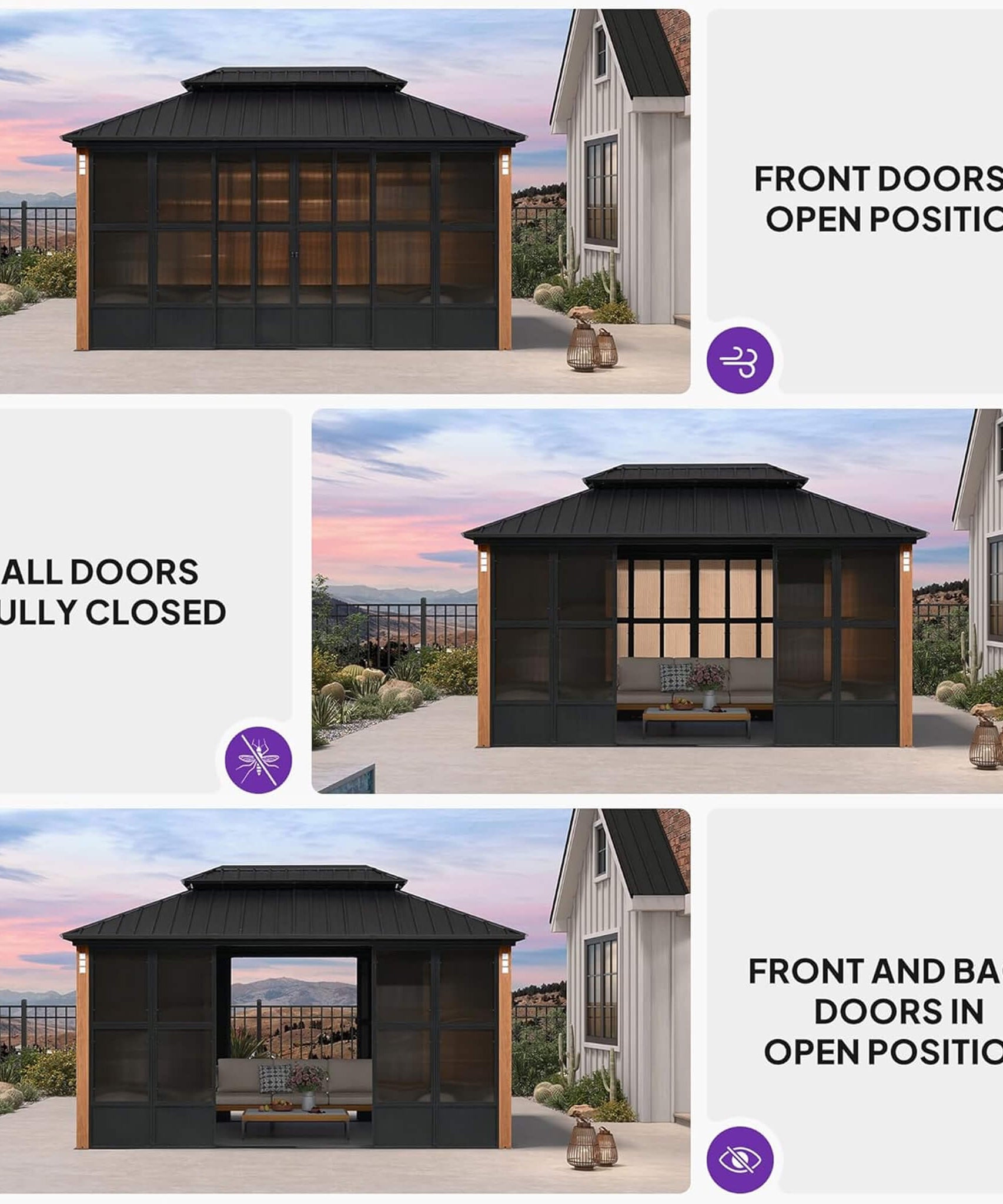 Alora Oasis Luxury Heavy-Duty Hardtop Sunroom With Aluminum Frame And LED Lights (SAK79102)