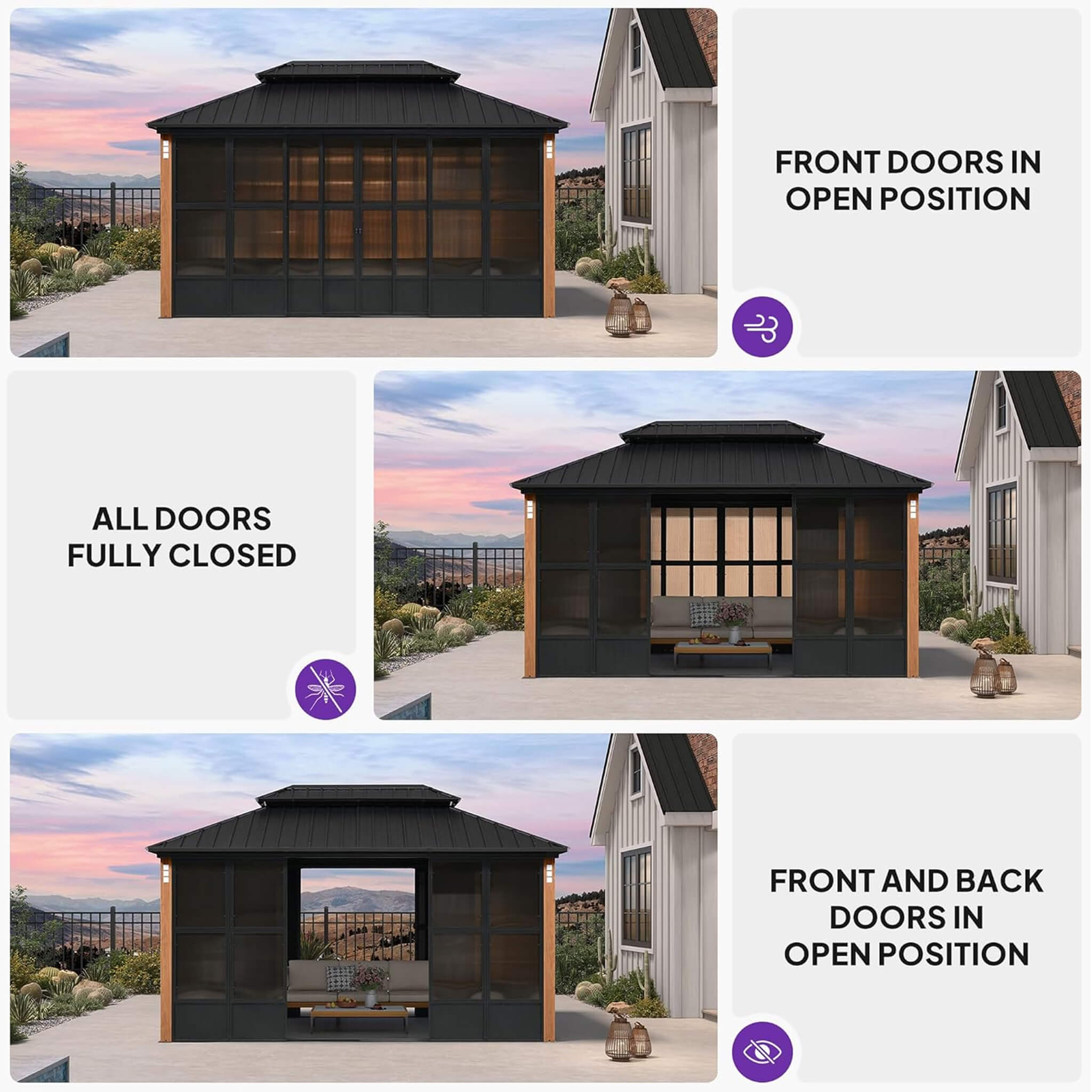 Alora Oasis Luxury Heavy-Duty Hardtop Sunroom With Aluminum Frame And LED Lights (SAK79102)