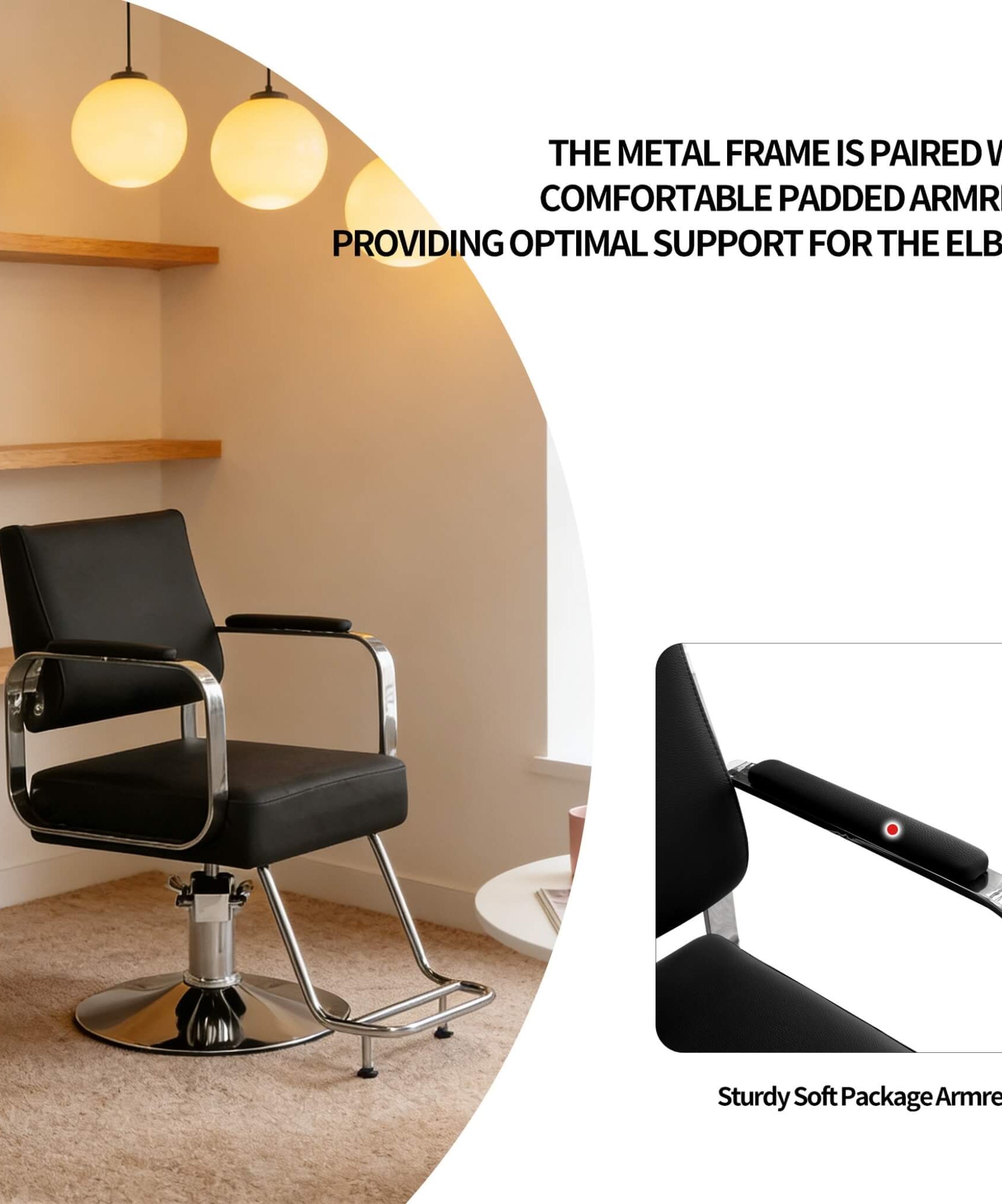 Luxury Height-Adjustable Barber Chair With 360-Degree Swivel (SAK64103)