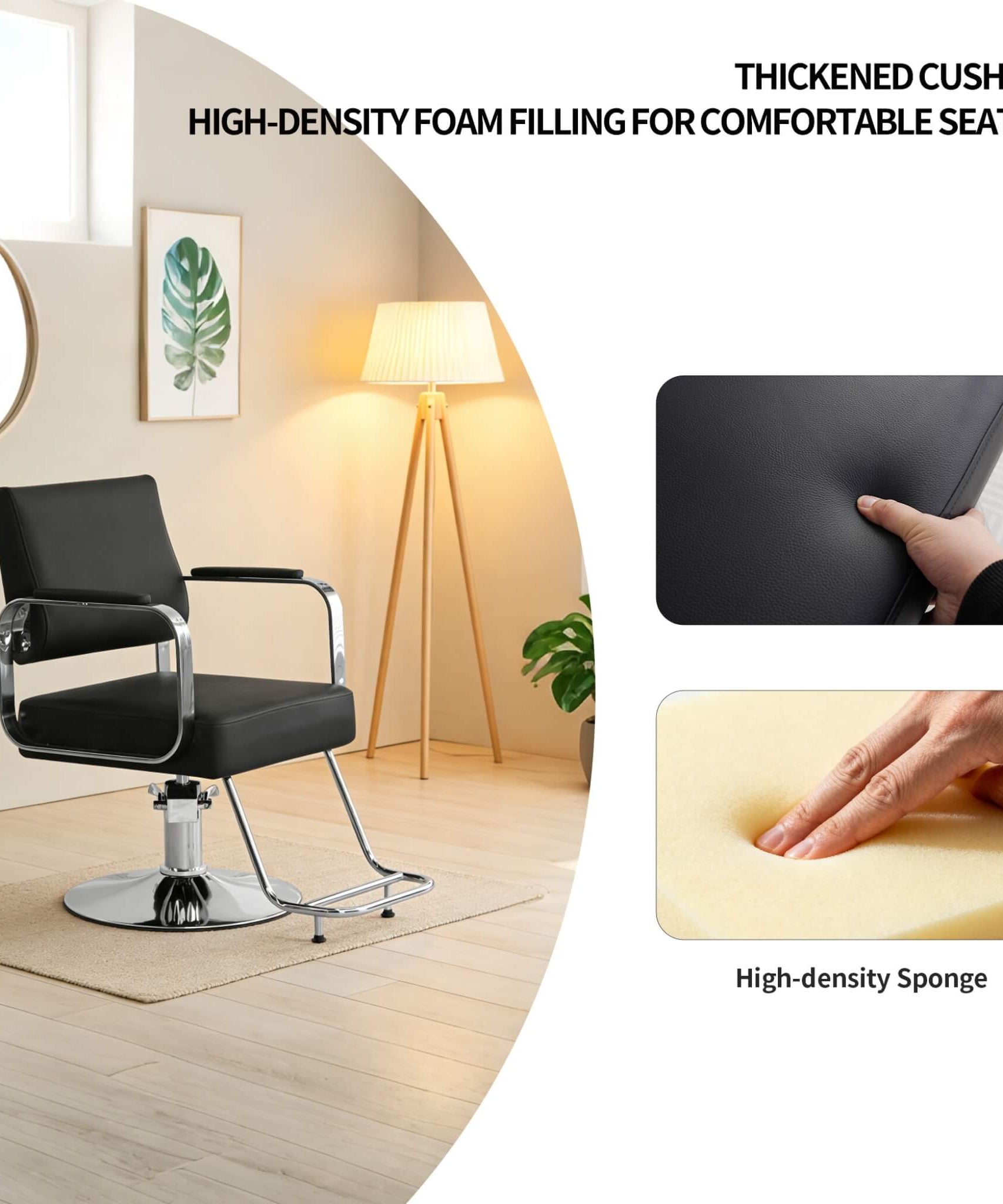 Luxury Height-Adjustable Barber Chair With 360-Degree Swivel (SAK64103)