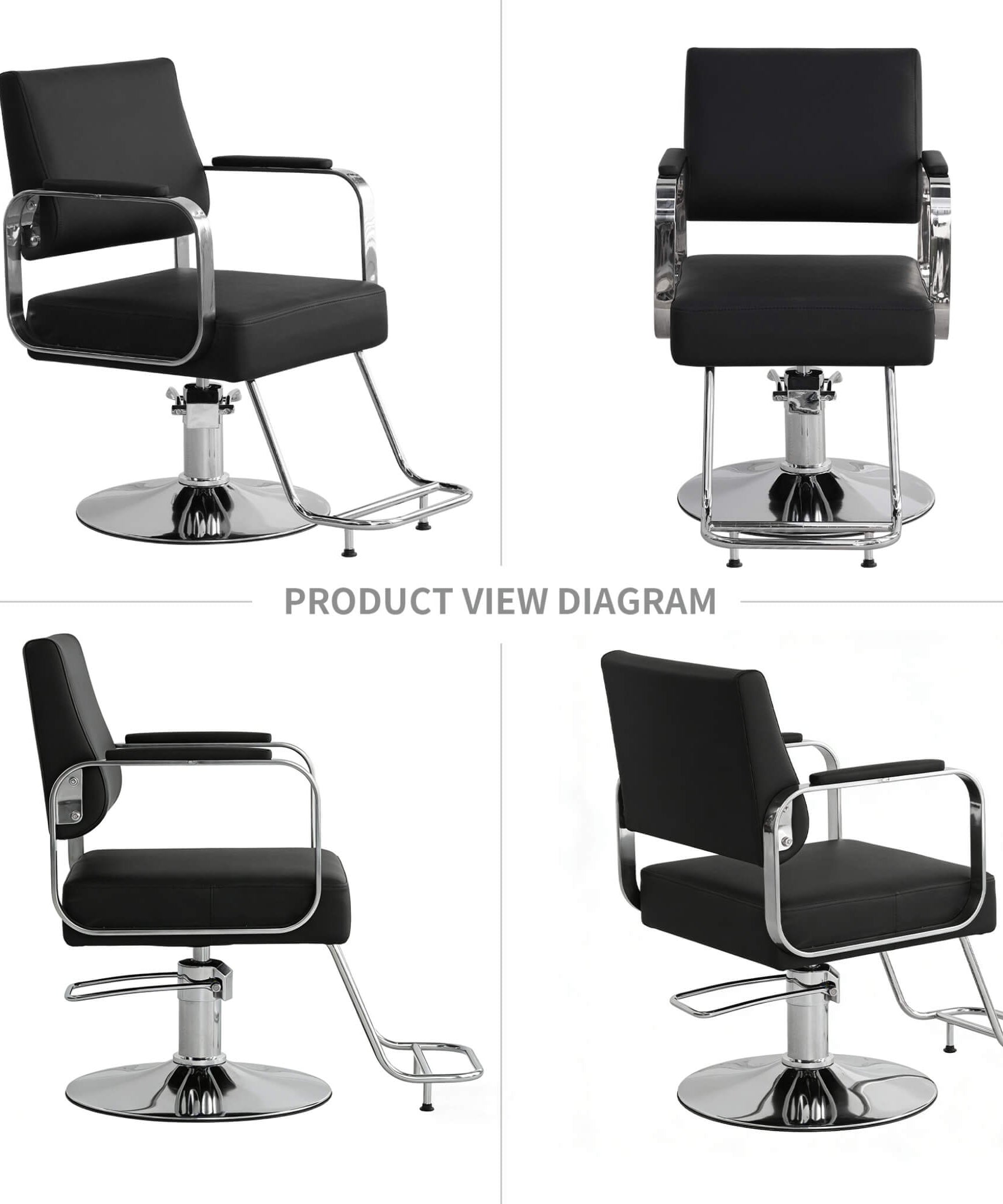 Luxury Height-Adjustable Barber Chair With 360-Degree Swivel (SAK64103)
