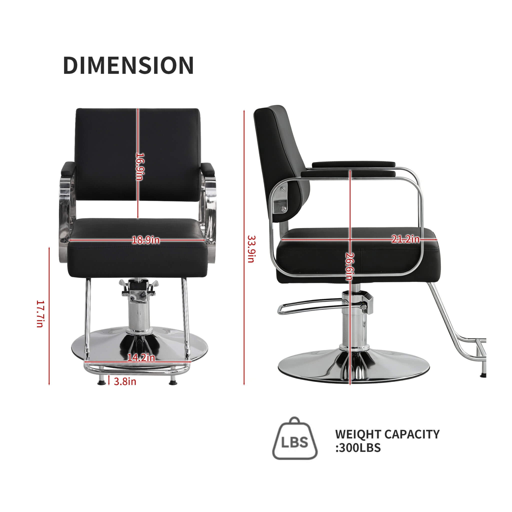 Luxury Height-Adjustable Barber Chair With 360-Degree Swivel (SAK64103)