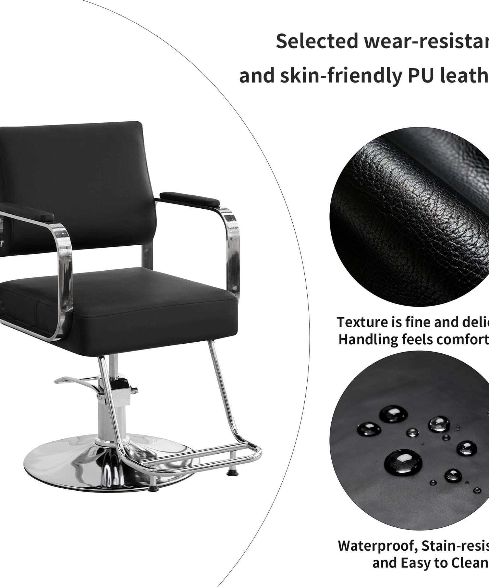 Luxury Height-Adjustable Barber Chair With 360-Degree Swivel (SAK64103)