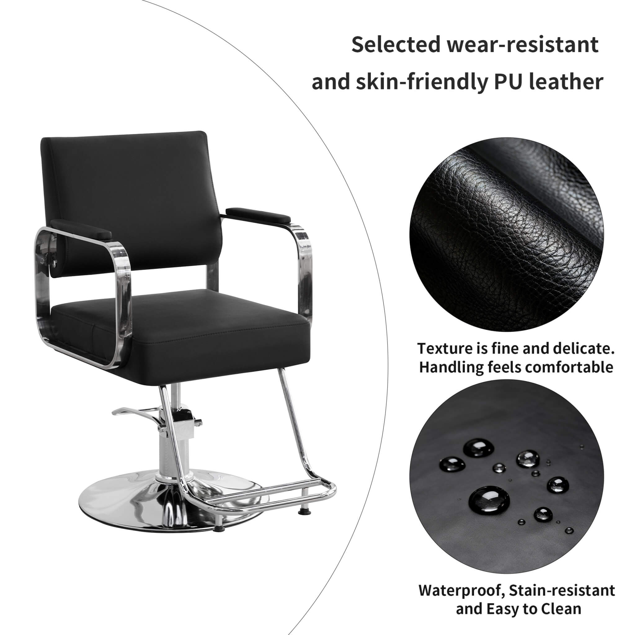 Luxury Height-Adjustable Barber Chair With 360-Degree Swivel (SAK64103)
