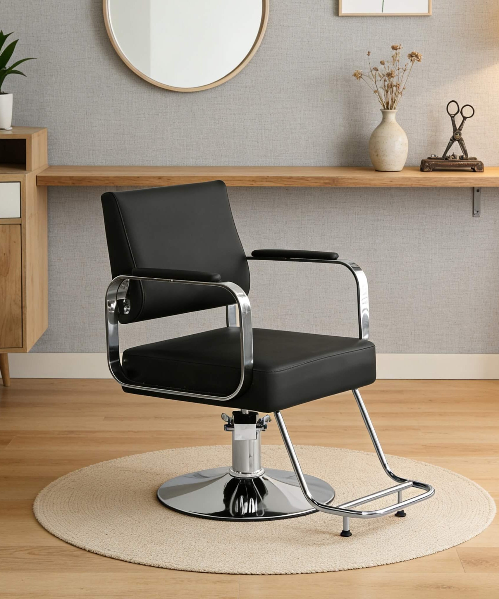 Luxury Height-Adjustable Barber Chair With 360-Degree Swivel (SAK64103)