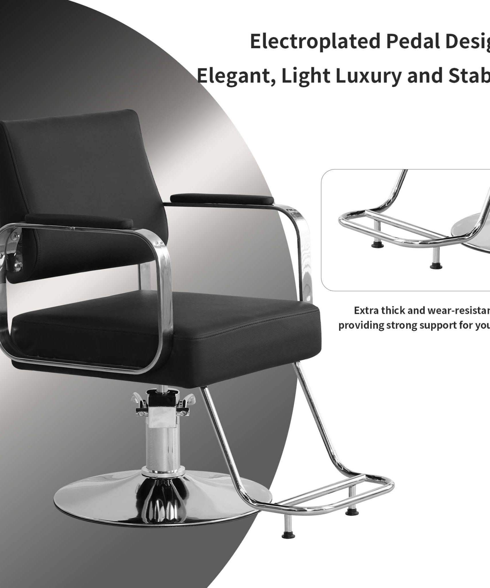 Luxury Height-Adjustable Barber Chair With 360-Degree Swivel (SAK64103)