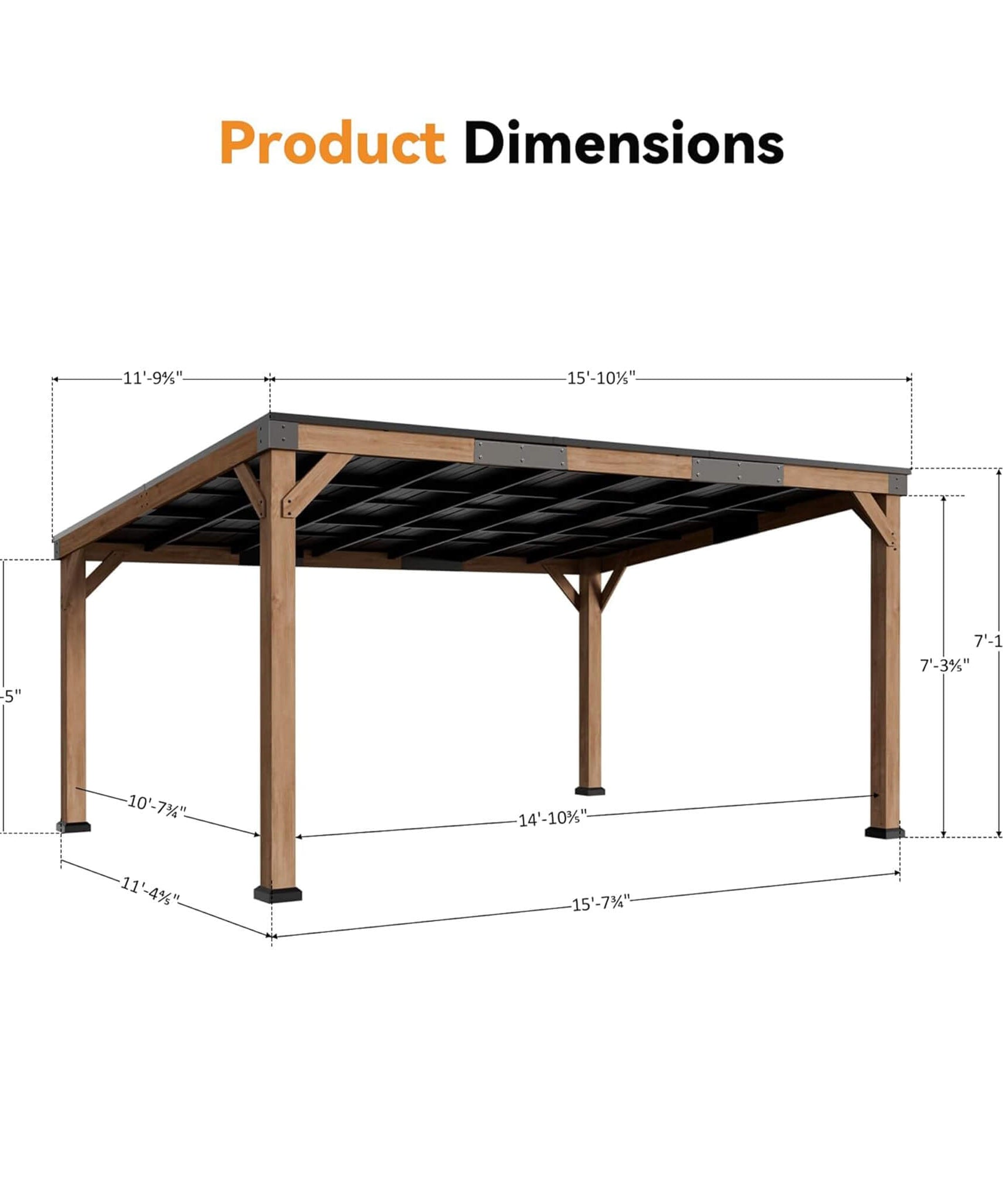 Alora Luxury Modern Cedar Gazebo With Sloped Hardtop Roof (SAK35720)