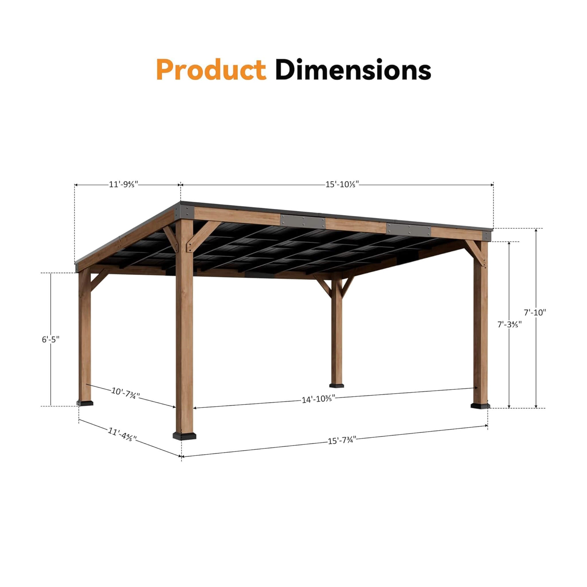 Alora Luxury Modern Cedar Gazebo With Sloped Hardtop Roof (SAK35720)