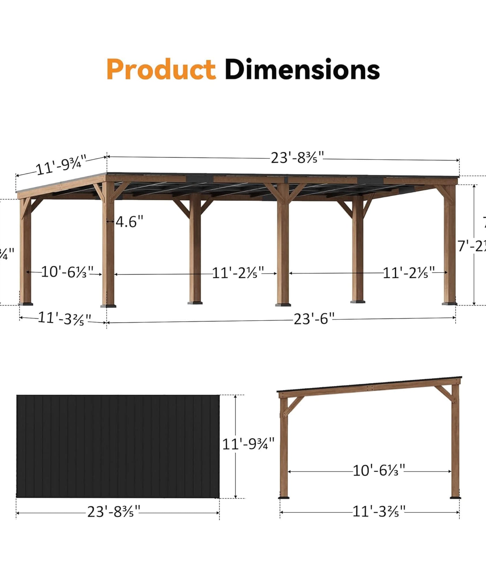 Alora Luxury Modern Cedar Gazebo With Sloped Hardtop Roof (SAK35720)