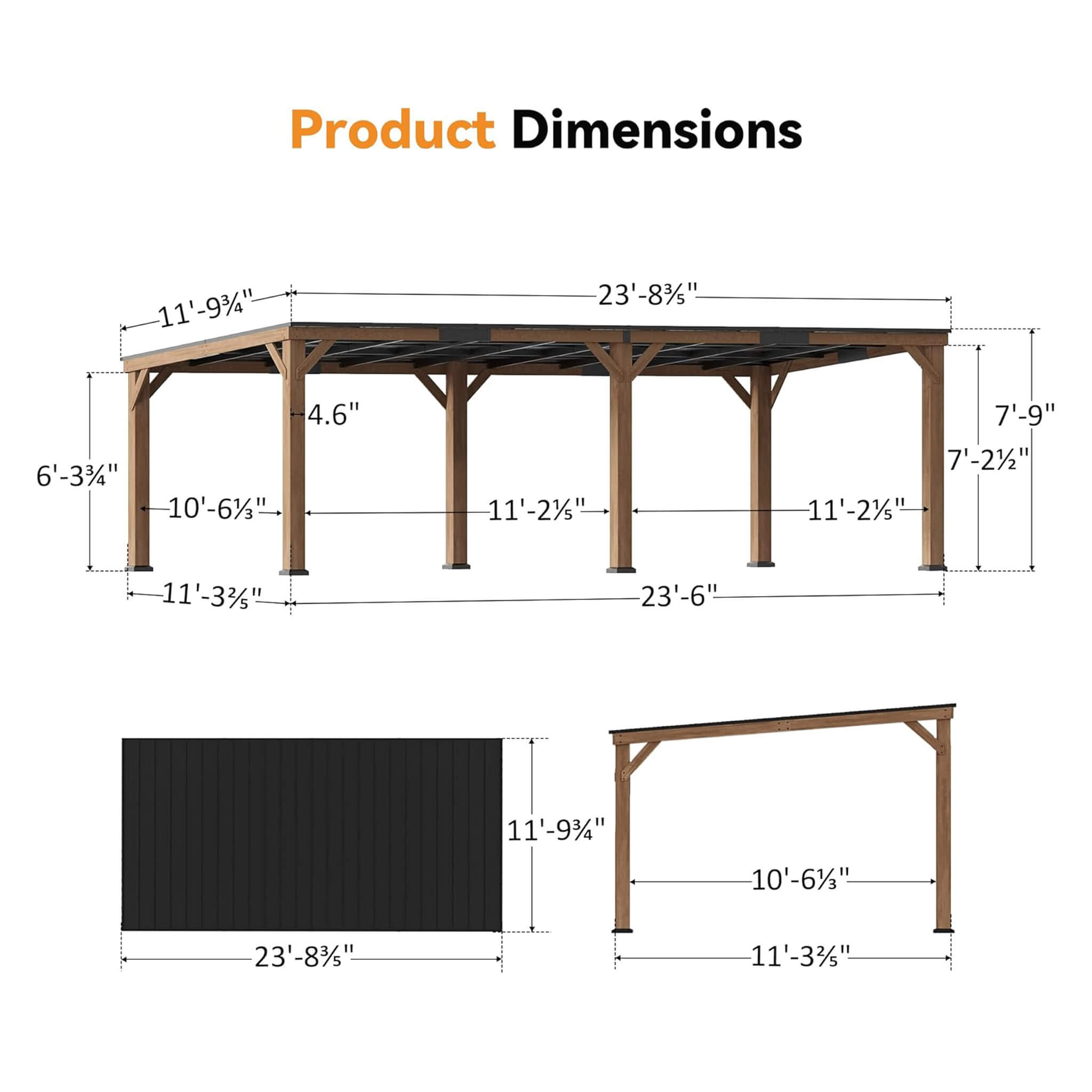 Alora Luxury Modern Cedar Gazebo With Sloped Hardtop Roof (SAK35720)