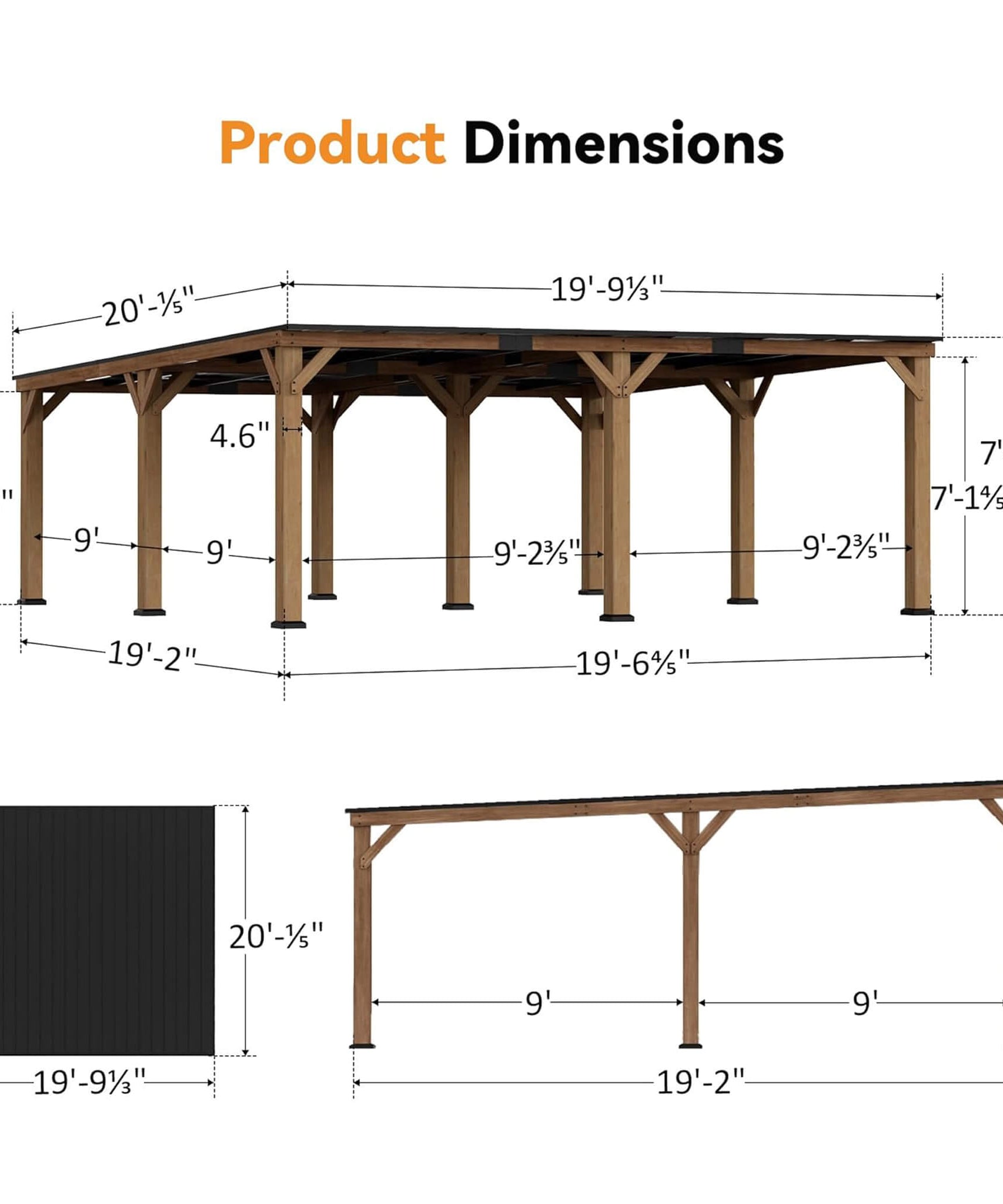 Alora Luxury Modern Cedar Gazebo With Sloped Hardtop Roof (SAK35720)
