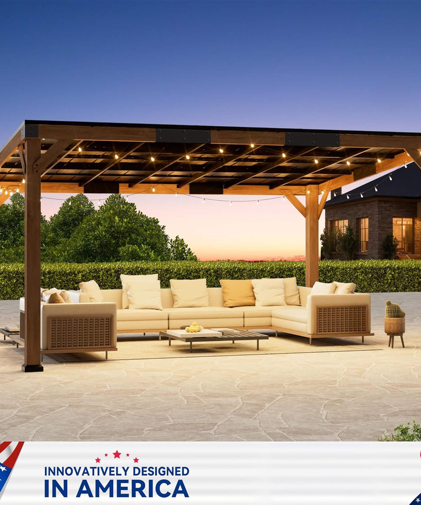 Alora Luxury Modern Cedar Gazebo With Sloped Hardtop Roof (SAK35720)