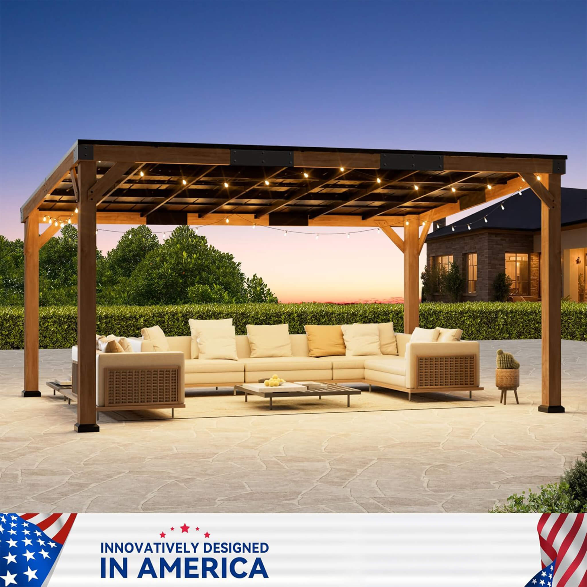 Alora Luxury Modern Cedar Gazebo With Sloped Hardtop Roof (SAK35720)