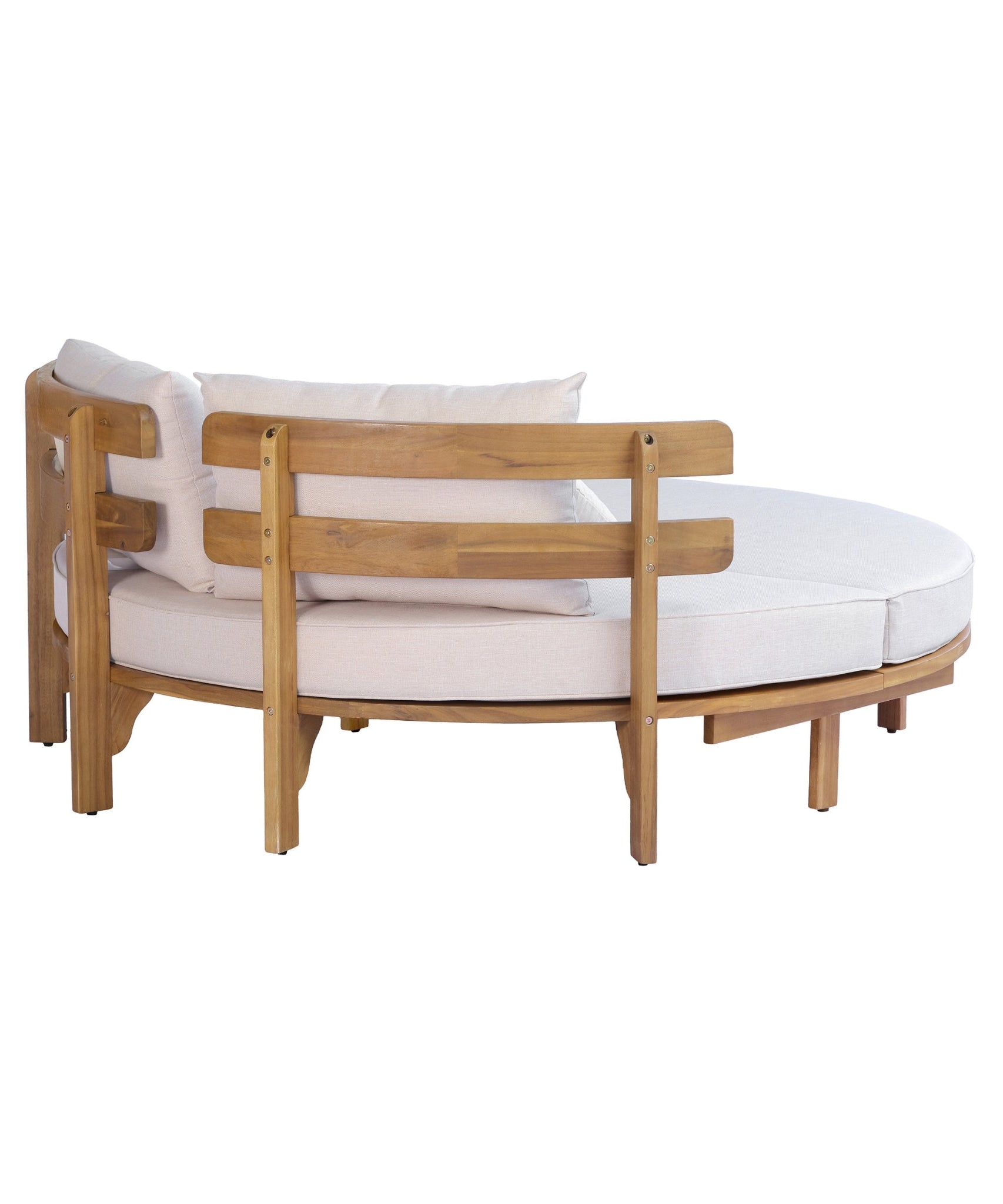 Alora Luxury Outdoor Acacia Wood Round Daybed With Cushions And Pillows (SAK40613)
