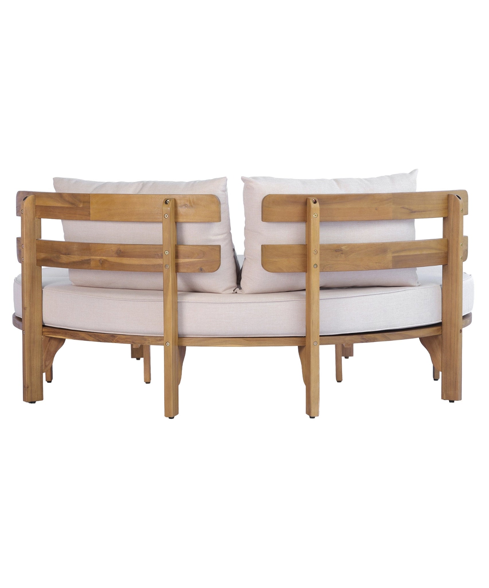 Alora Luxury Outdoor Acacia Wood Round Daybed With Cushions And Pillows (SAK40613)