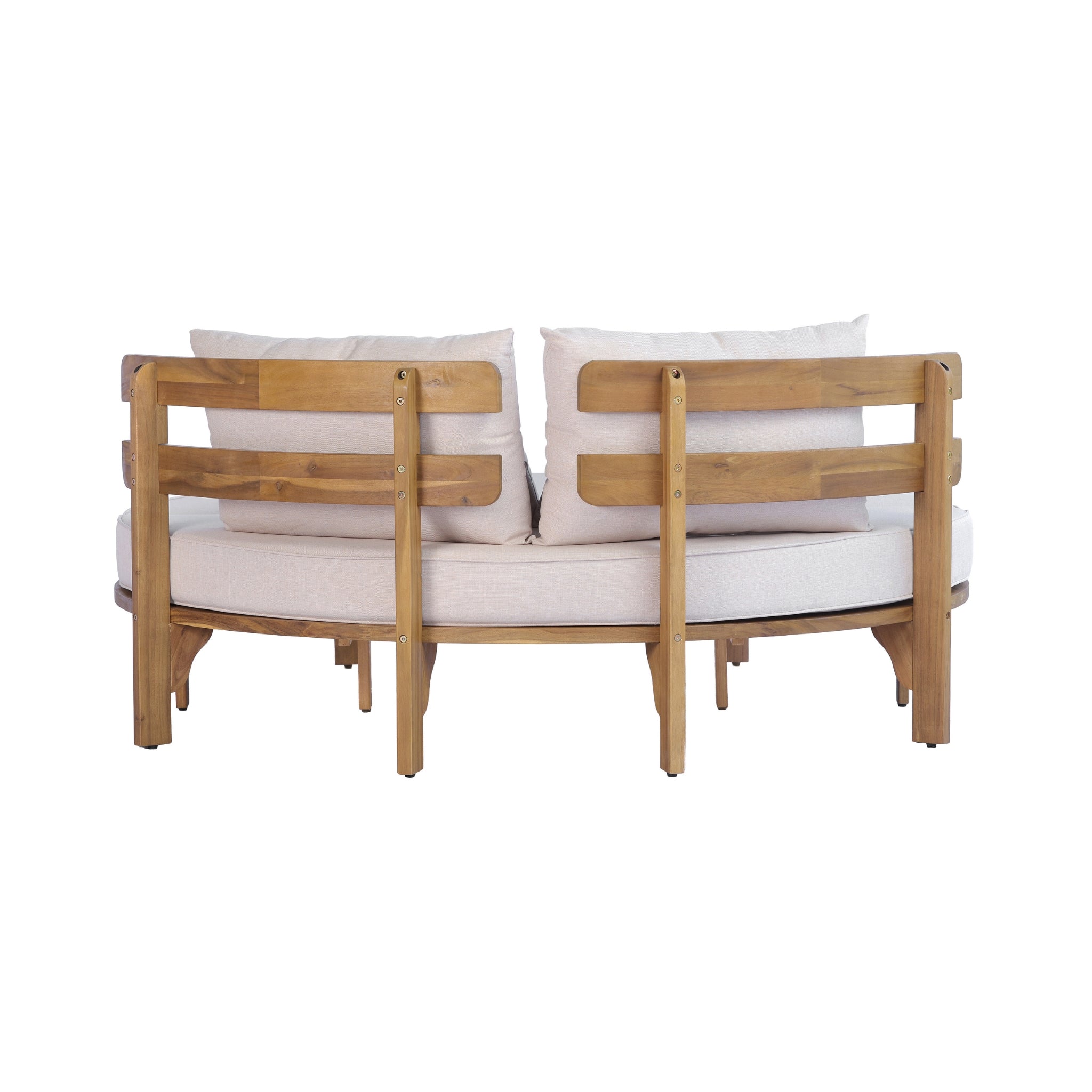 Alora Luxury Outdoor Acacia Wood Round Daybed With Cushions And Pillows (SAK40613)