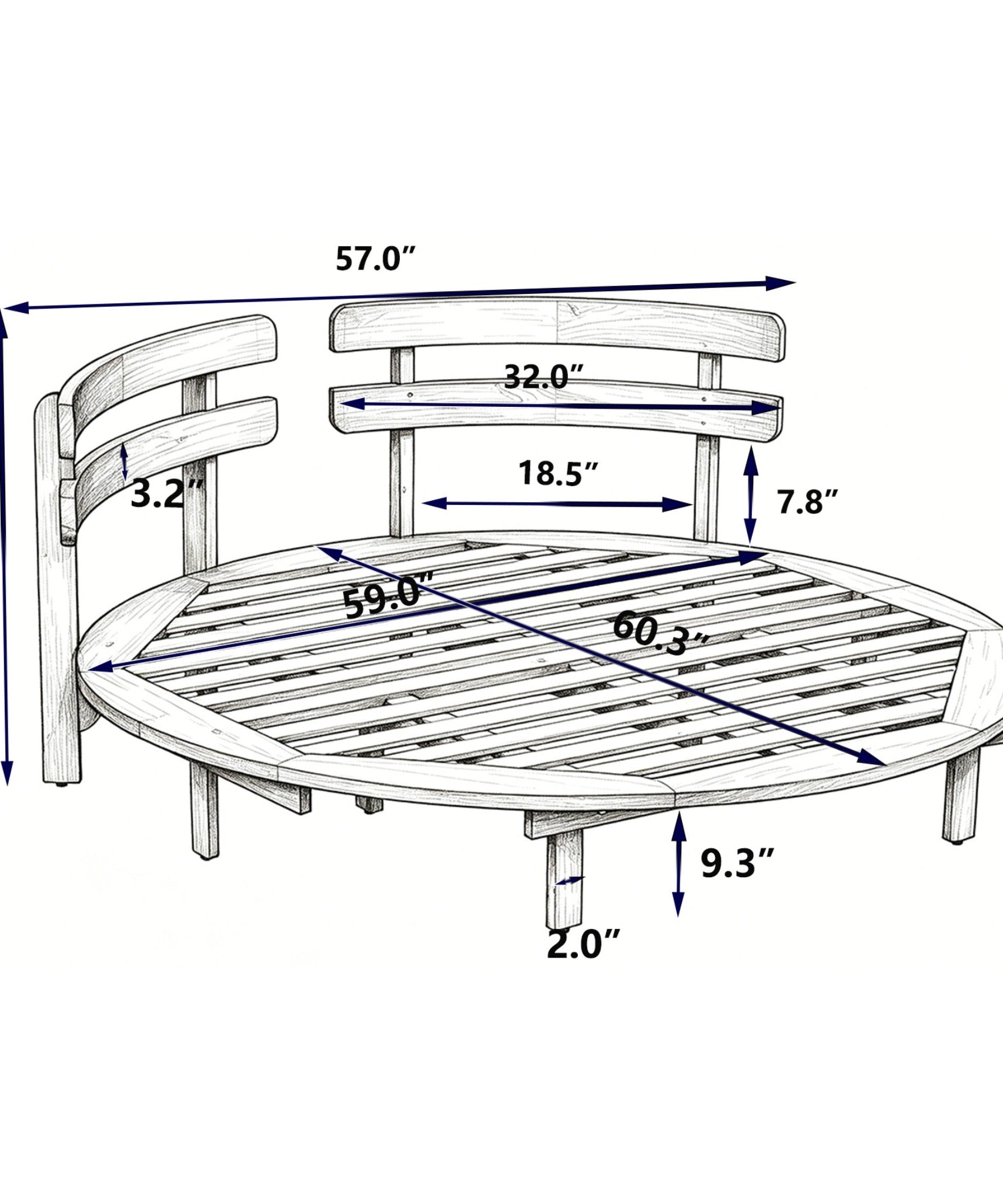 Alora Luxury Outdoor Acacia Wood Round Daybed With Cushions And Pillows (SAK40613)