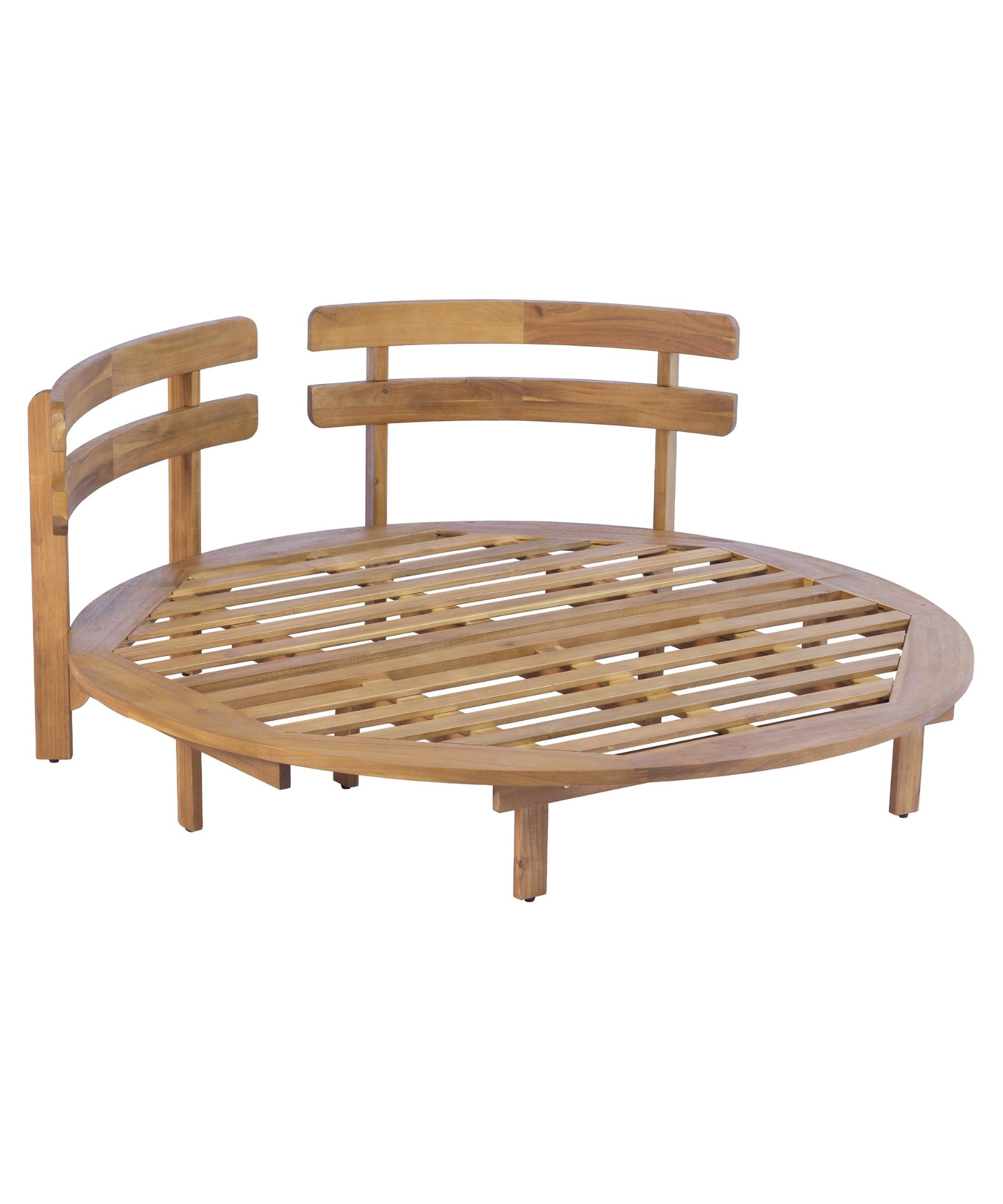 Alora Luxury Outdoor Acacia Wood Round Daybed With Cushions And Pillows (SAK40613)