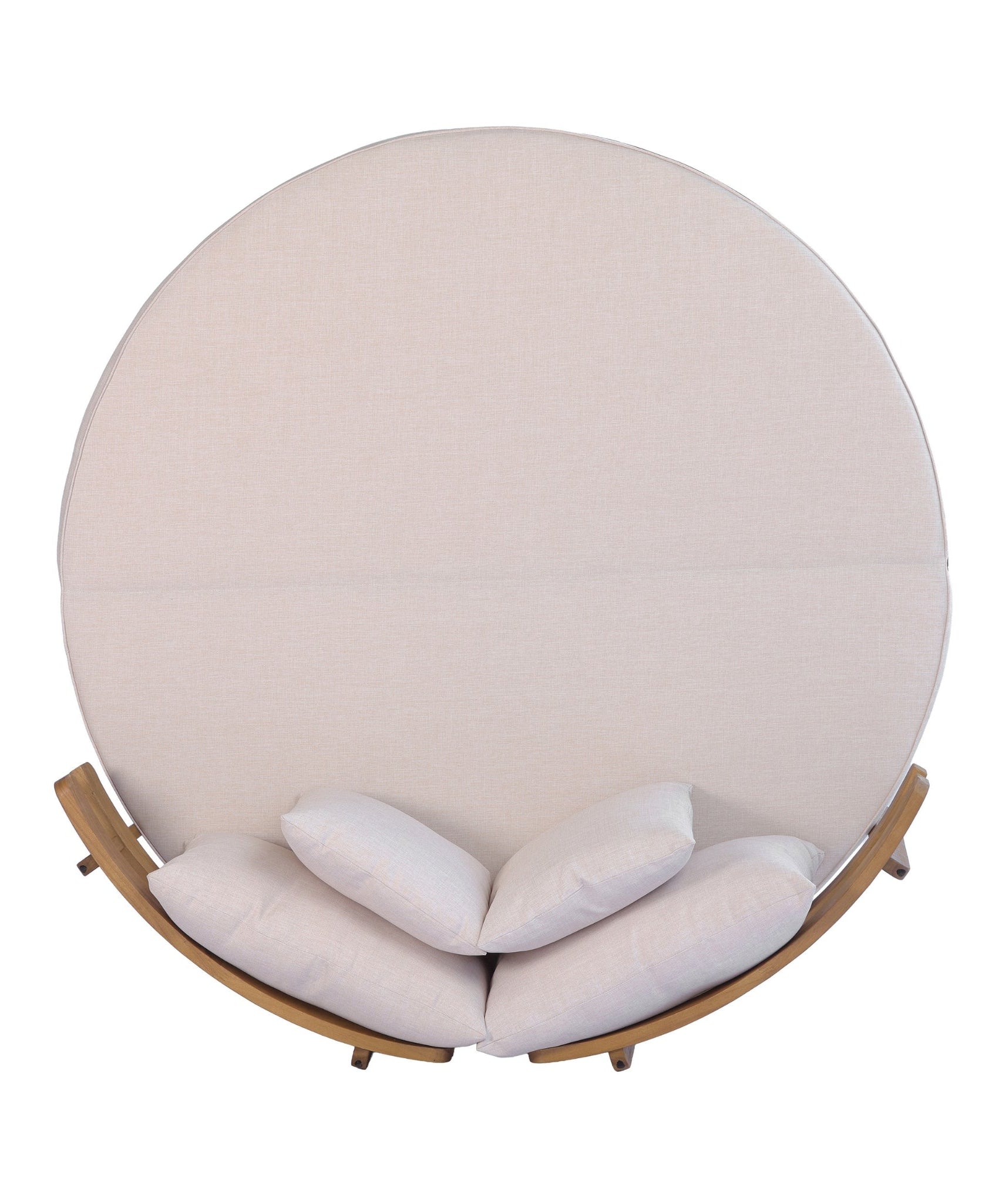 Alora Luxury Outdoor Acacia Wood Round Daybed With Cushions And Pillows (SAK40613)