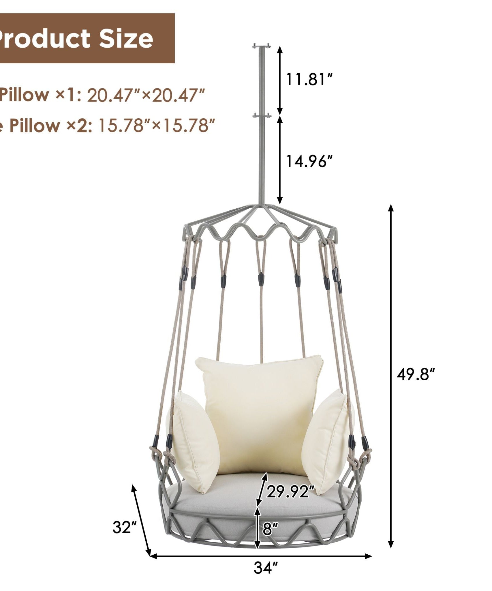 Alora Luxury Outdoor Hanging Basket Porch Swing Chair With UV Resistant Cushions (SAK95678)