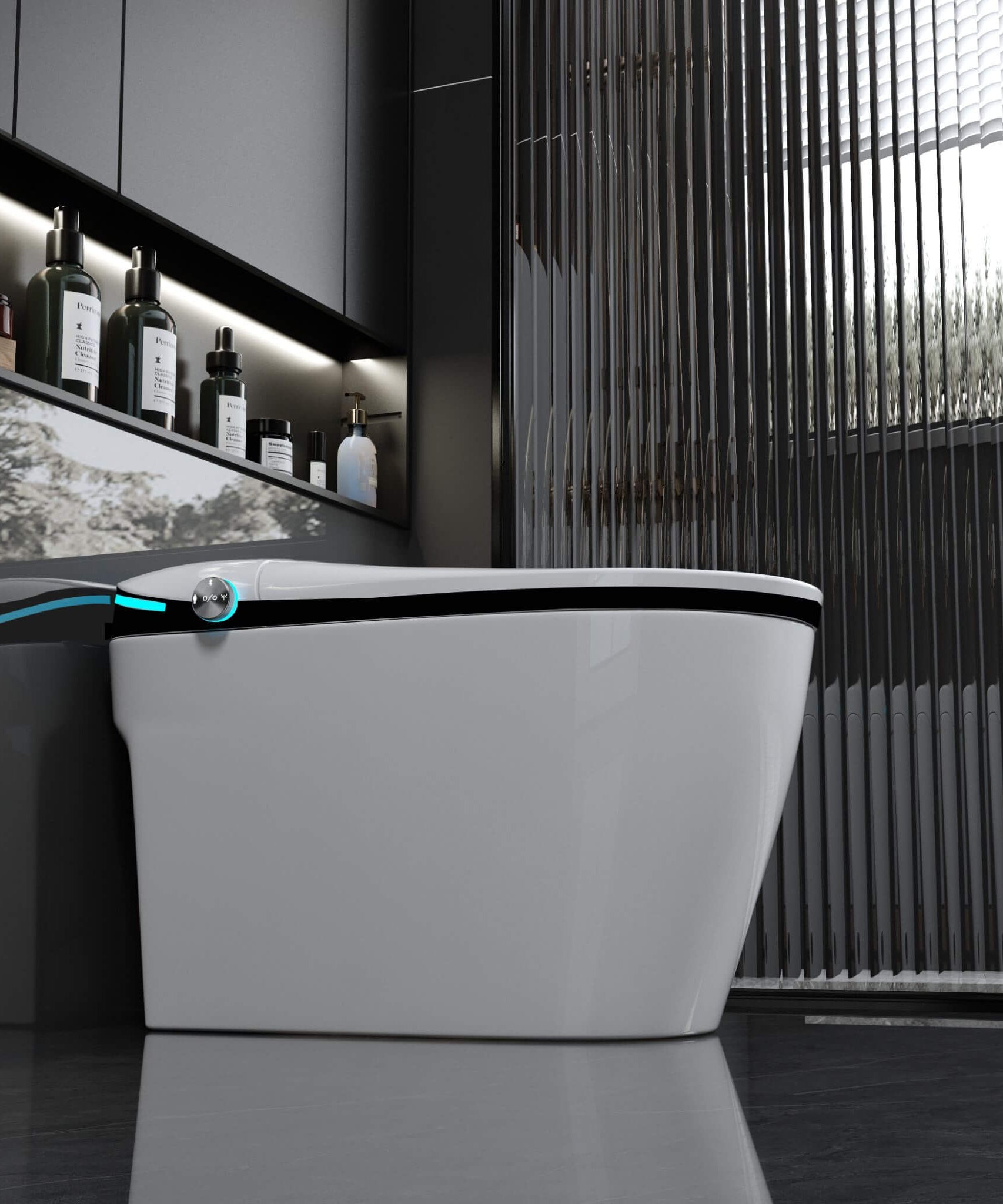 Nuvia Luxury Smart Toilet With Built-In Auto Open And Close Bidet Seat, Foot Sensor, LED Display And Night Light (SAK31256)