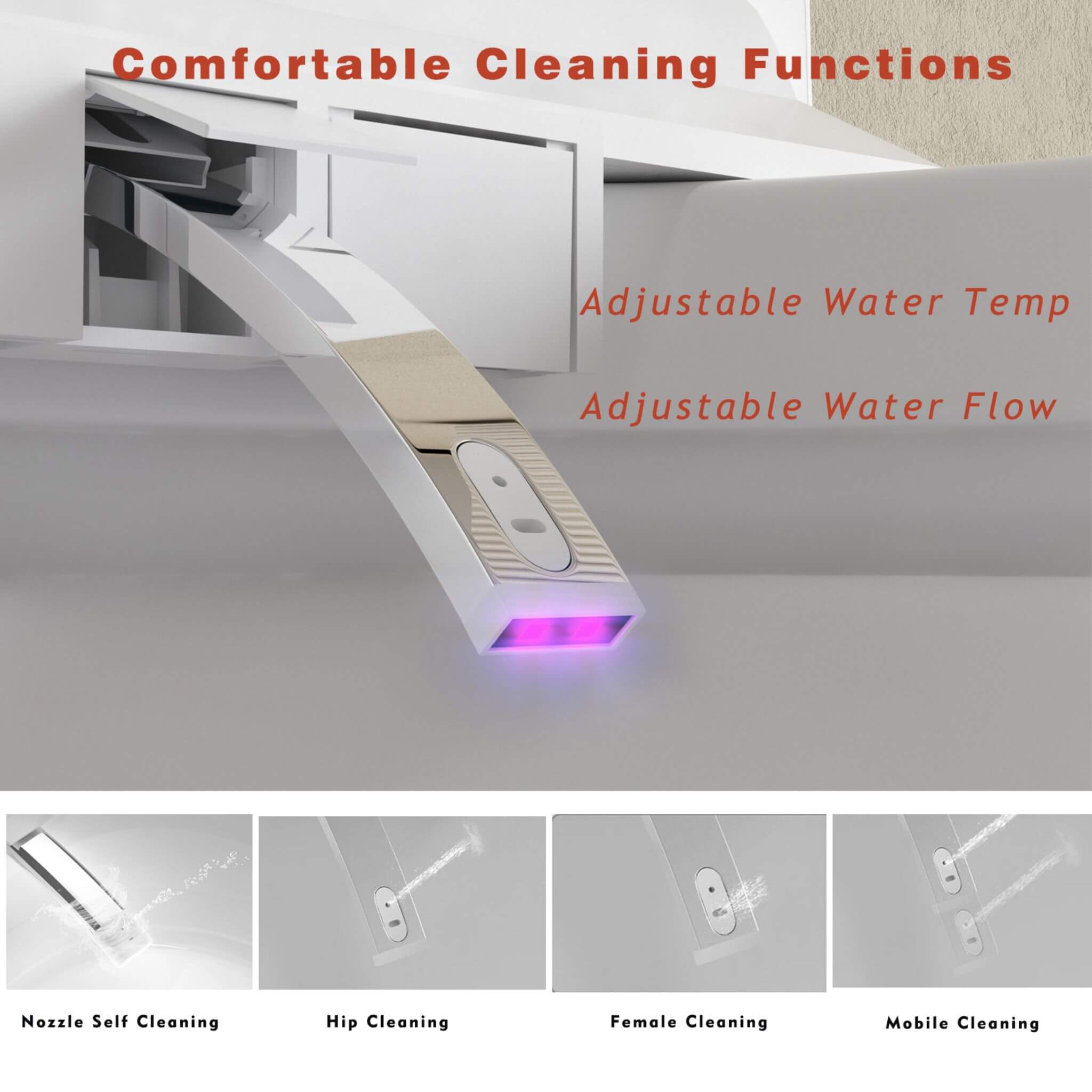 Nuvia Luxury Smart Toilet With Built-In Auto Open And Close Bidet Seat, Foot Sensor, LED Display And Night Light (SAK31256)