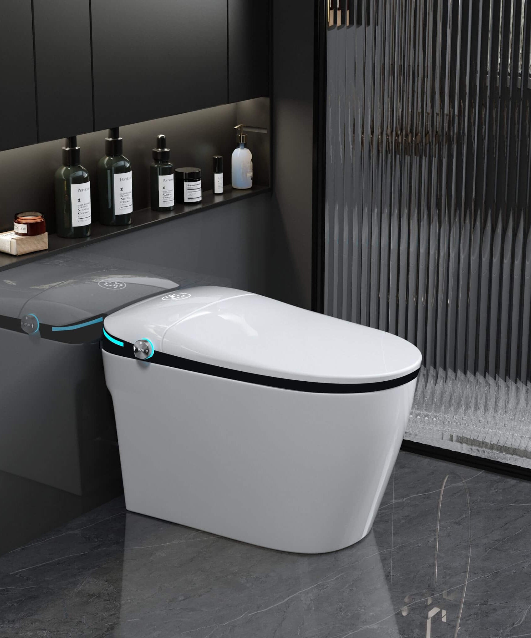 Nuvia Luxury Smart Toilet With Built-In Auto Open And Close Bidet Seat, Foot Sensor, LED Display And Night Light (SAK31256)