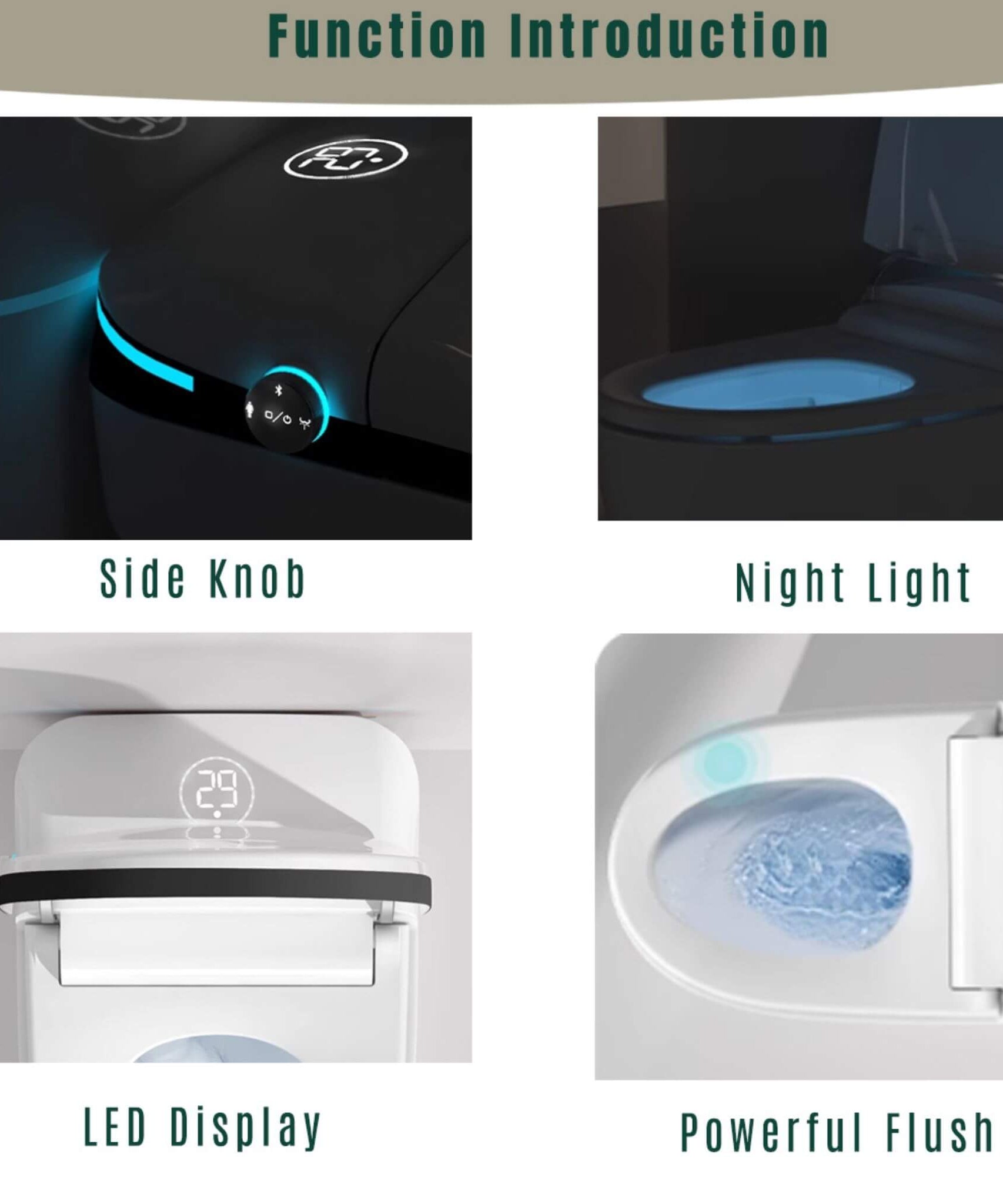 Nuvia Luxury Smart Toilet With Built-In Auto Open And Close Bidet Seat, Foot Sensor, LED Display And Night Light (SAK31256)