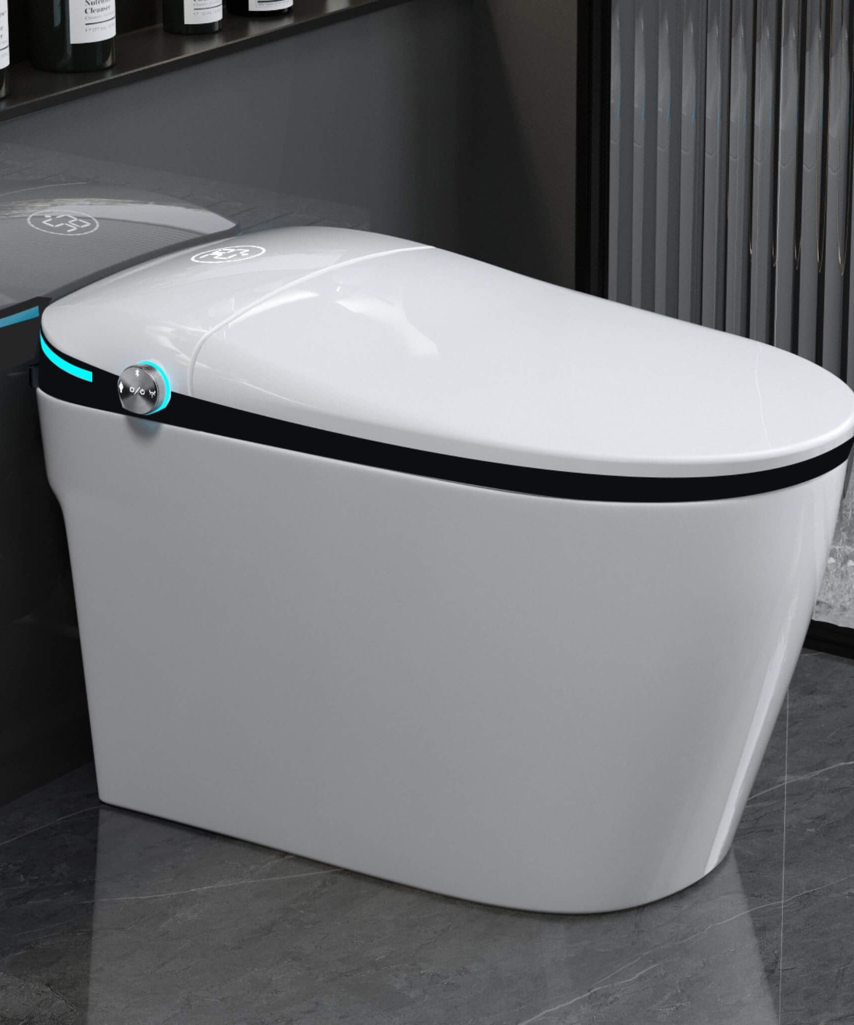 Nuvia Luxury Smart Toilet With Built-In Auto Open And Close Bidet Seat, Foot Sensor, LED Display And Night Light (SAK31256)