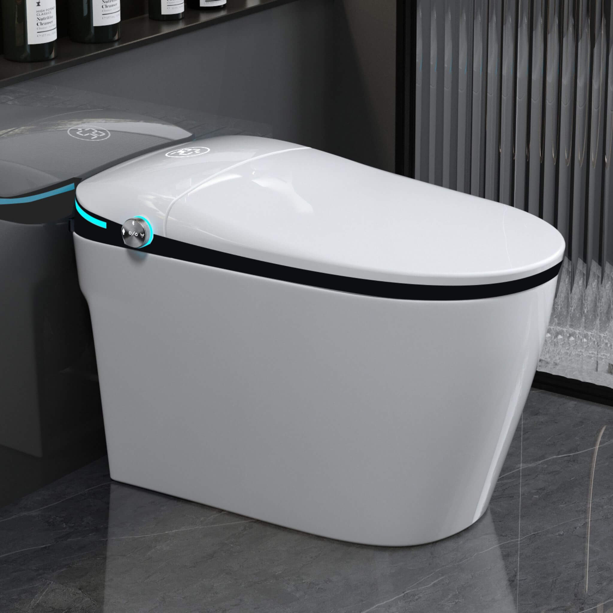 Nuvia Luxury Smart Toilet With Built-In Auto Open And Close Bidet Seat, Foot Sensor, LED Display And Night Light (SAK31256)