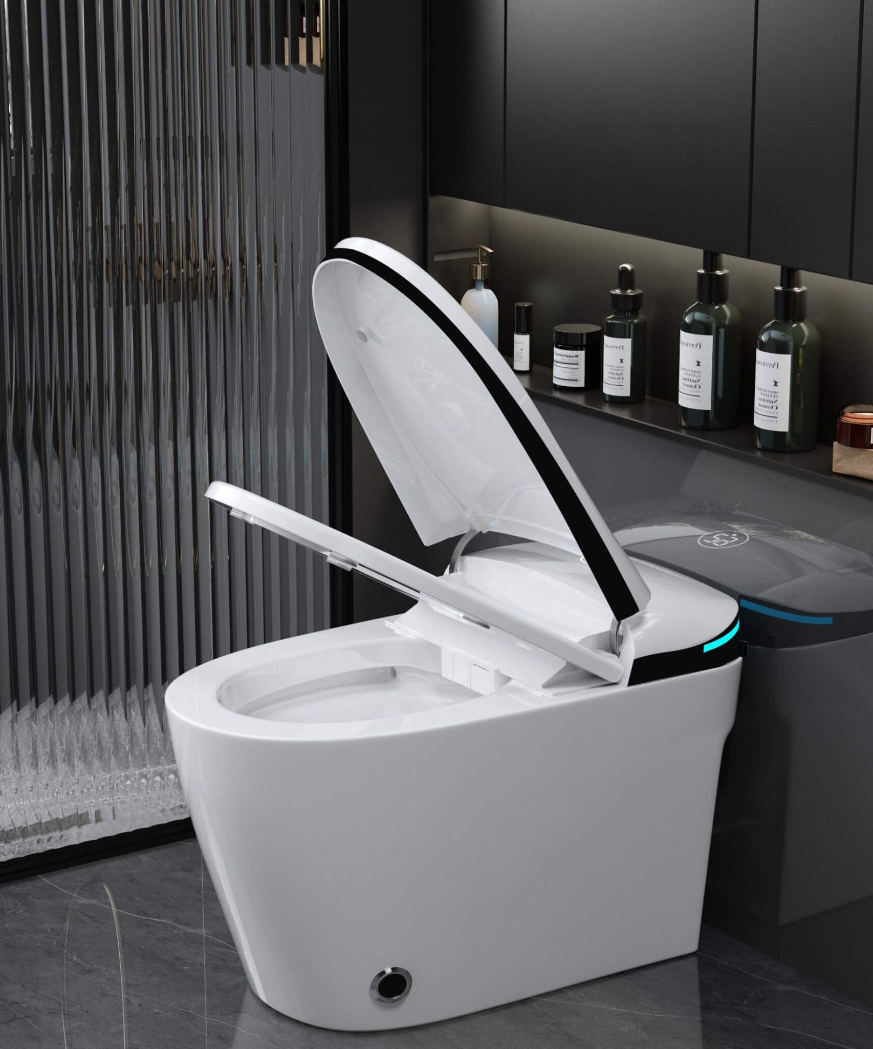 Nuvia Luxury Smart Toilet With Built-In Auto Open And Close Bidet Seat, Foot Sensor, LED Display And Night Light (SAK31256)