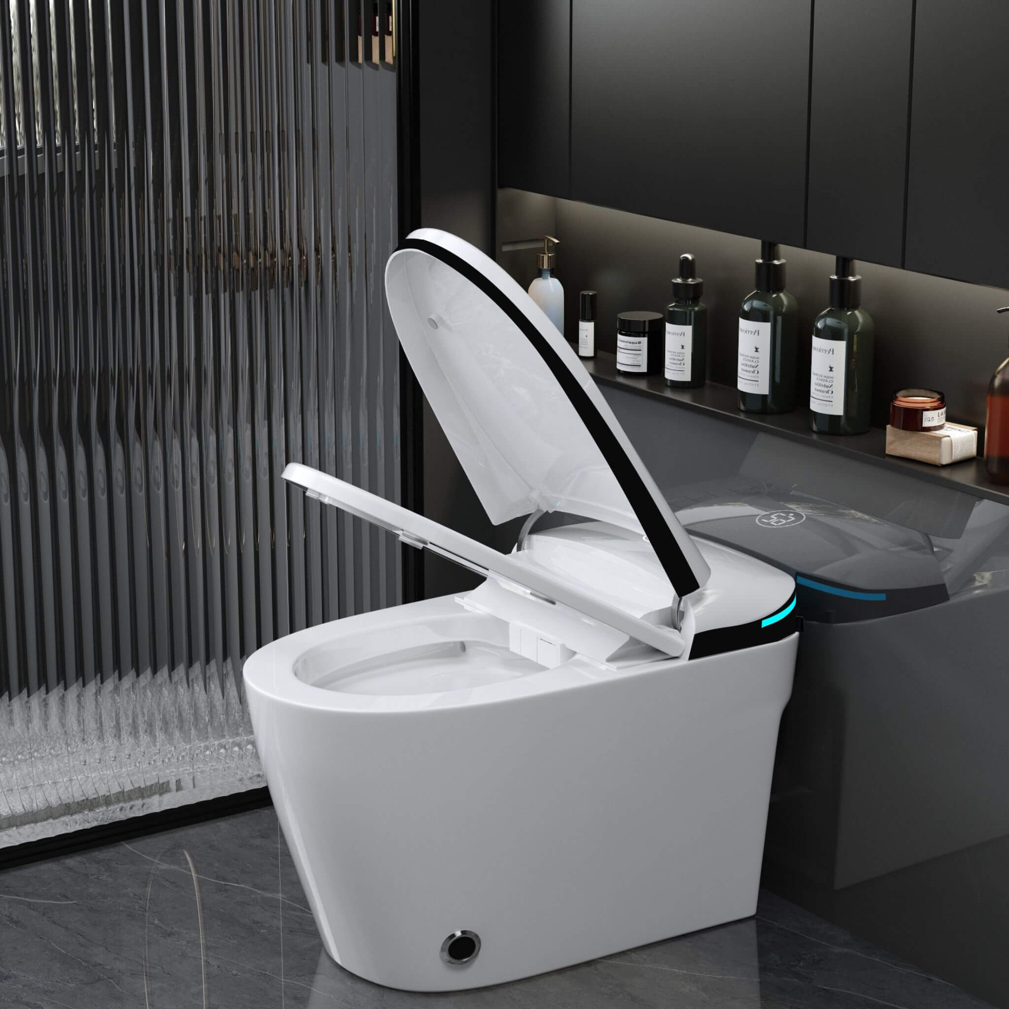 Nuvia Luxury Smart Toilet With Built-In Auto Open And Close Bidet Seat, Foot Sensor, LED Display And Night Light (SAK31256)