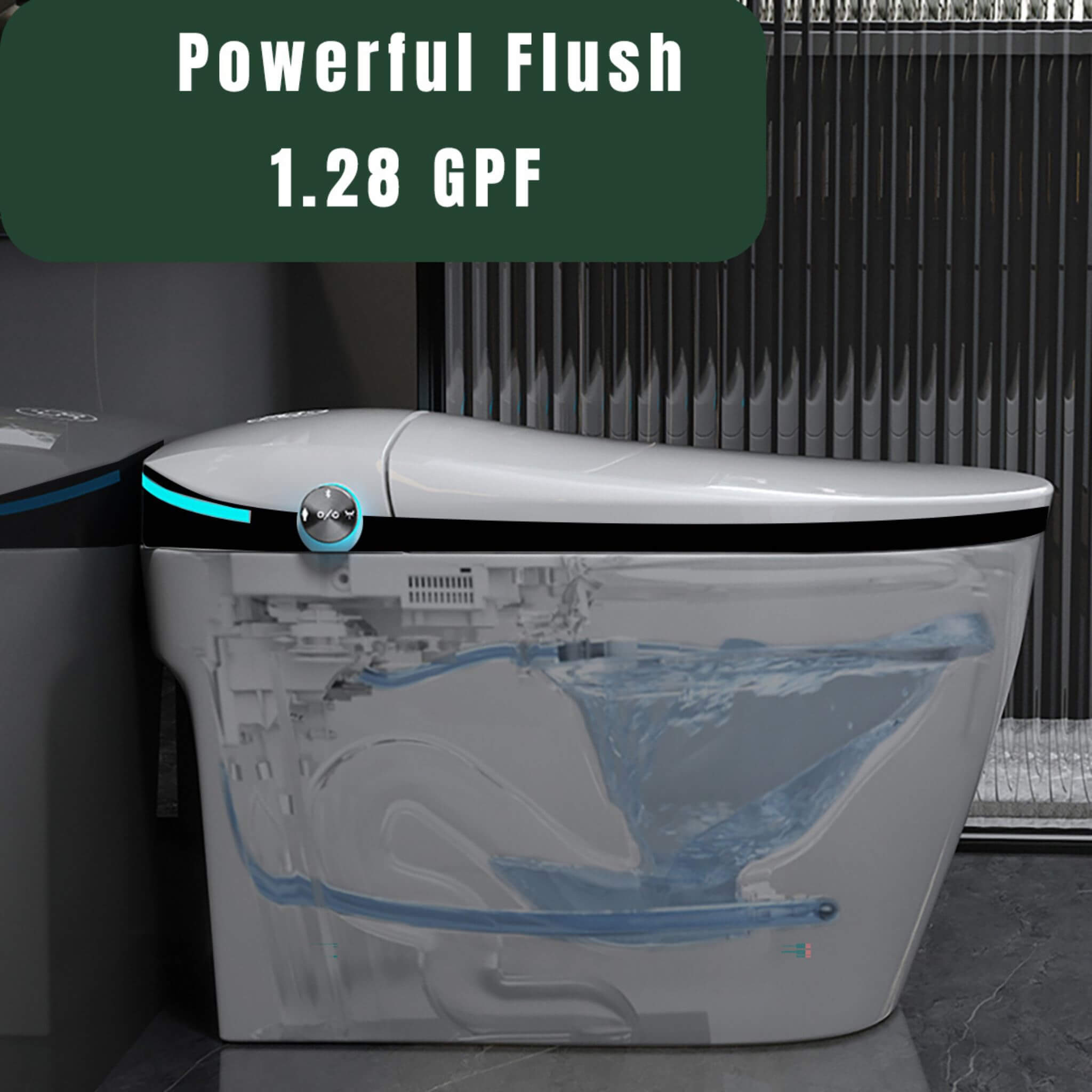 Nuvia Luxury Smart Toilet With Built-In Auto Open And Close Bidet Seat, Foot Sensor, LED Display And Night Light (SAK31256)