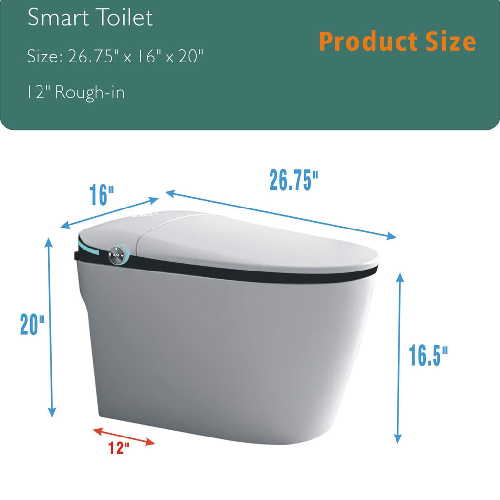 Nuvia Luxury Smart Toilet With Built-In Auto Open And Close Bidet Seat, Foot Sensor, LED Display And Night Light (SAK31256)