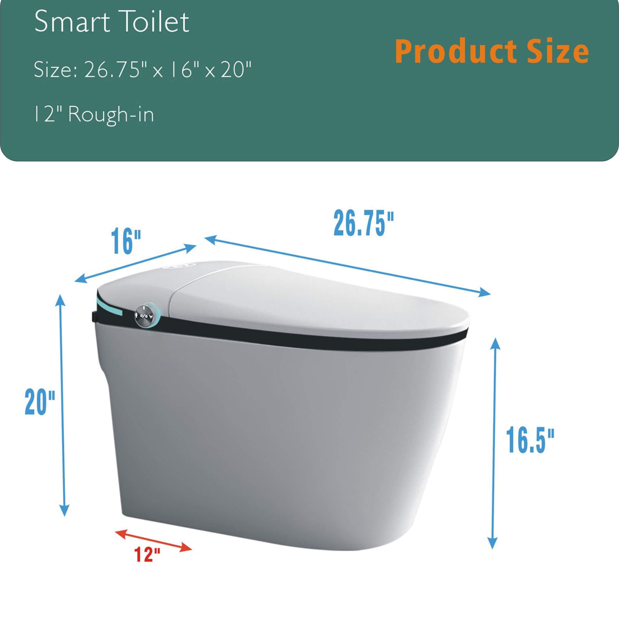 Nuvia Luxury Smart Toilet With Built-In Auto Open And Close Bidet Seat, Foot Sensor, LED Display And Night Light (SAK31256)