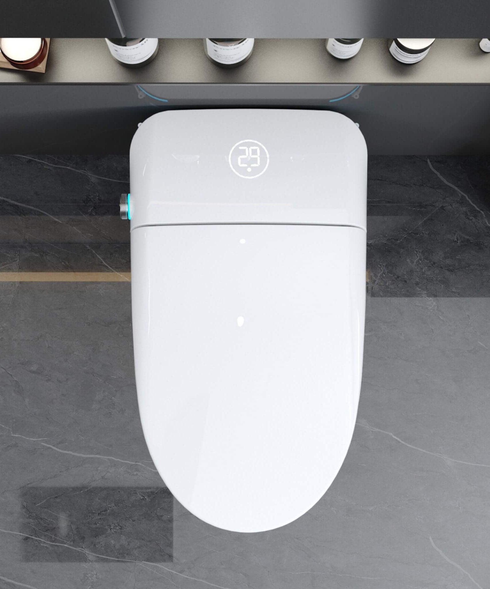 Nuvia Luxury Smart Toilet With Built-In Auto Open And Close Bidet Seat, Foot Sensor, LED Display And Night Light (SAK31256)