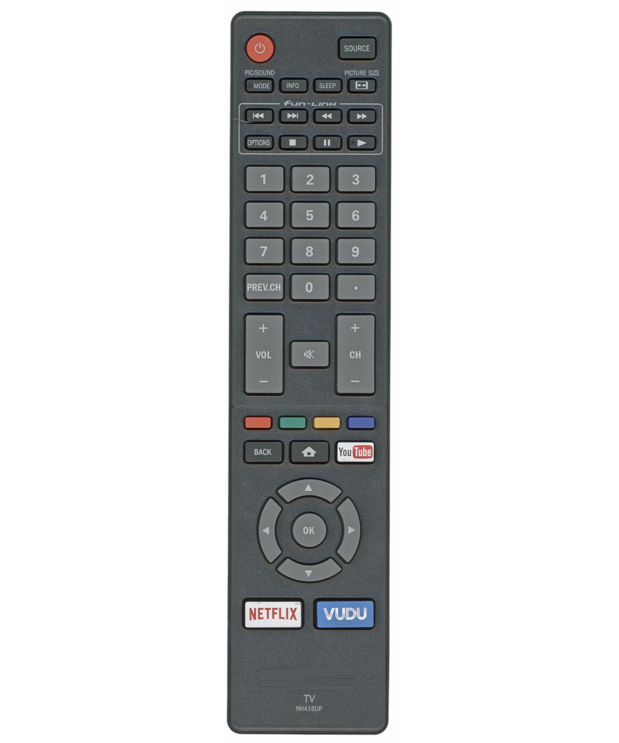 Magnavox NH416UP Smart TV Remote Control | Youtube | Netflix | Vudu - NH416UP