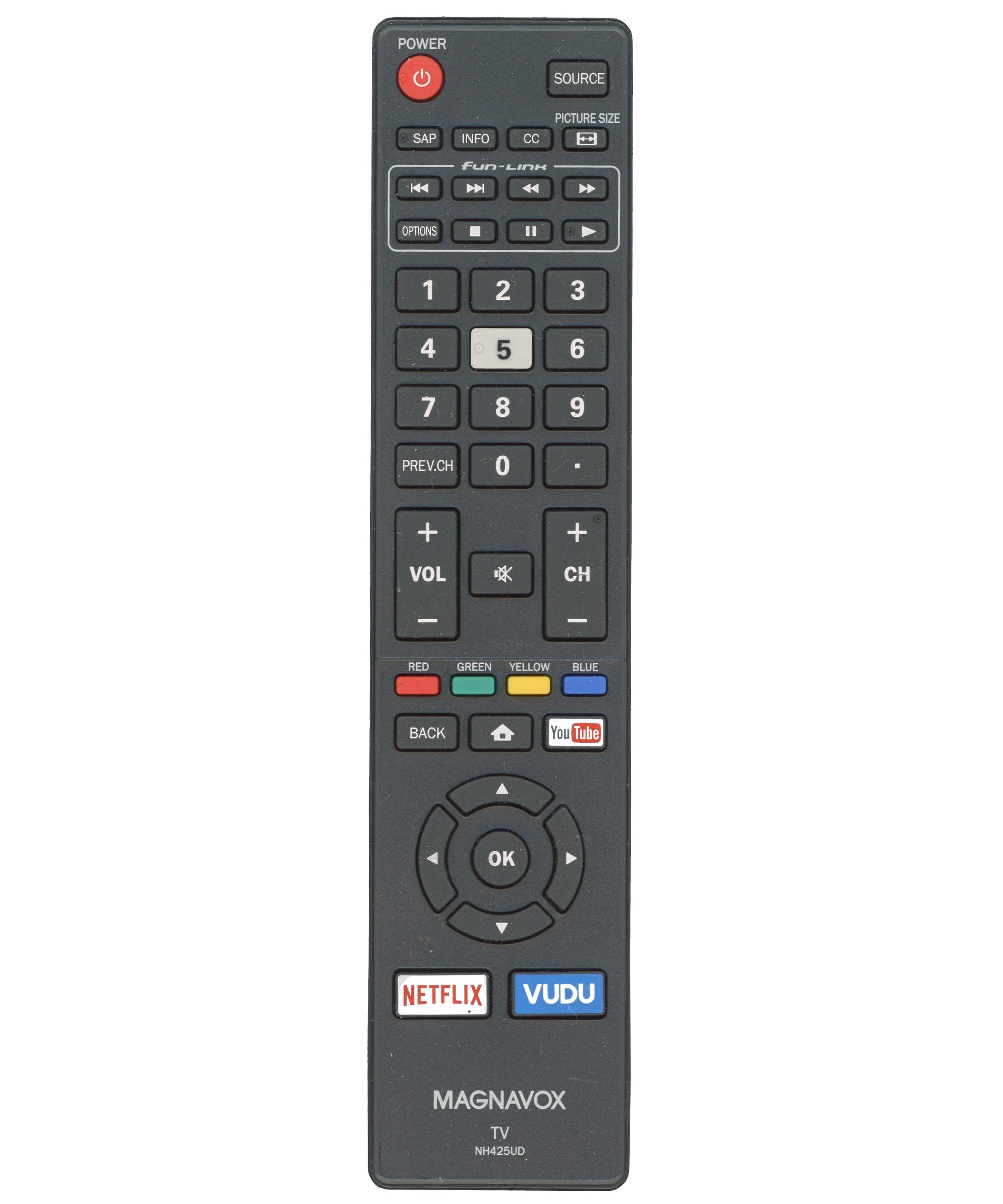 Magnavox NH425UD Smart TV Remote Control | Youtube | Netflix | Vudu - NH425UD