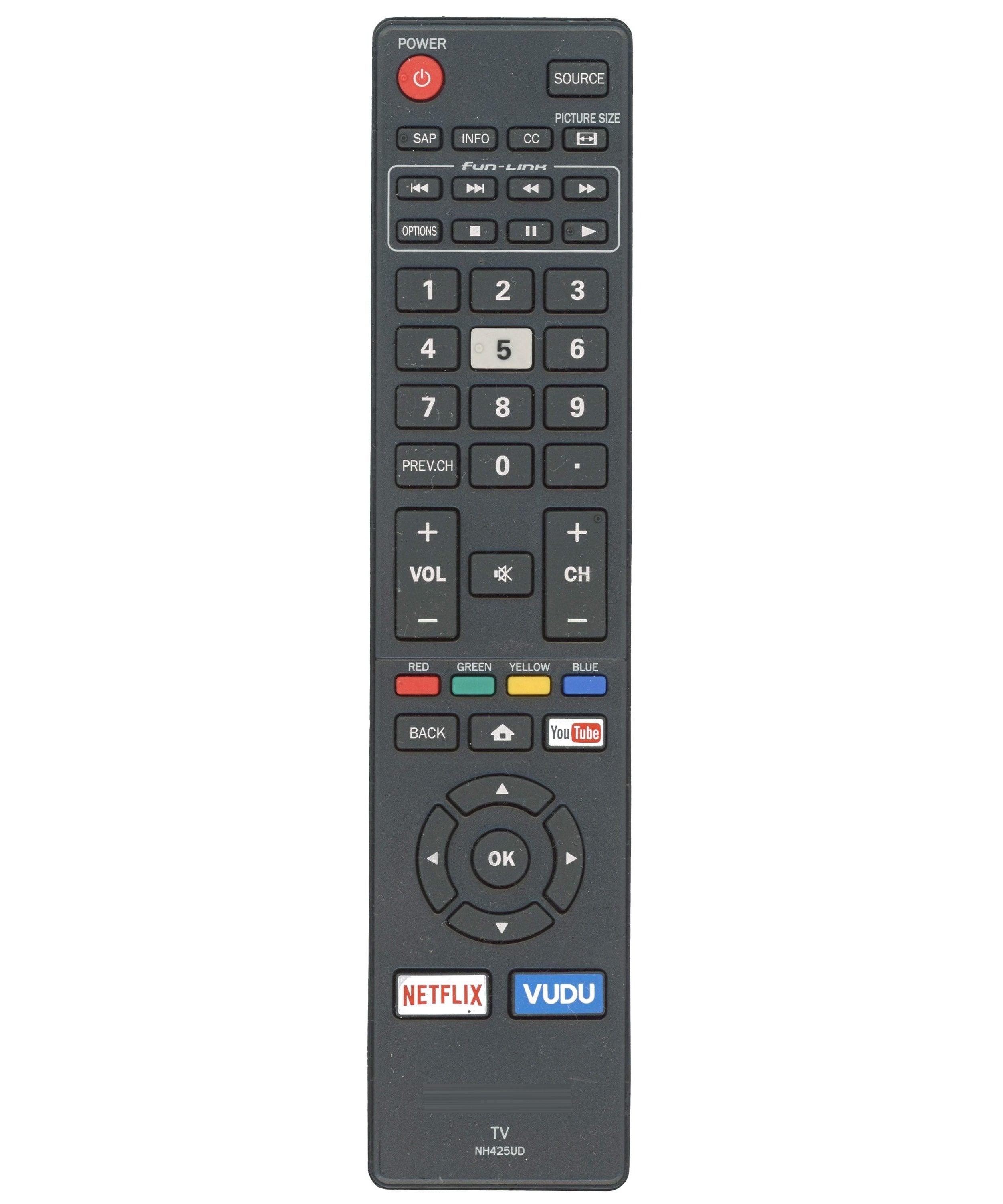 Magnavox NH425UD Smart TV Remote Control | Youtube | Netflix | Vudu - NH425UD